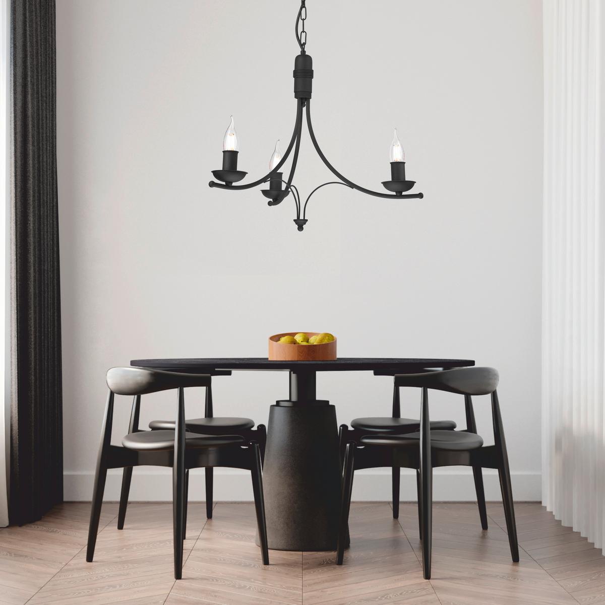 Kronleuchter 44088 Lucy - Schwarz Hochglanz, KONVENTIONELL, Metall (58/100cm)