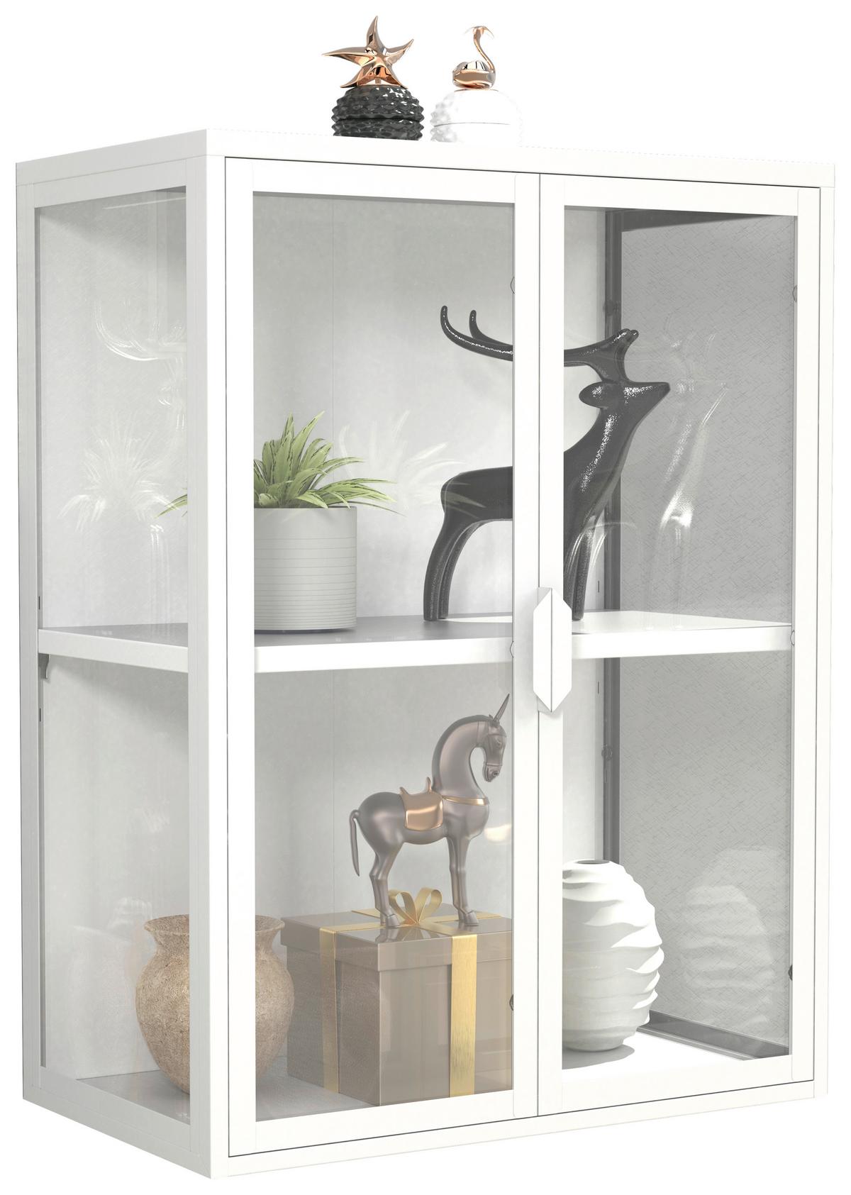 HÄNGEVITRINE Flokas Weiß B: 60 cm - Transparent/Weiß, Design, Glas/Metall (60/80/35cm) - MID.YOU