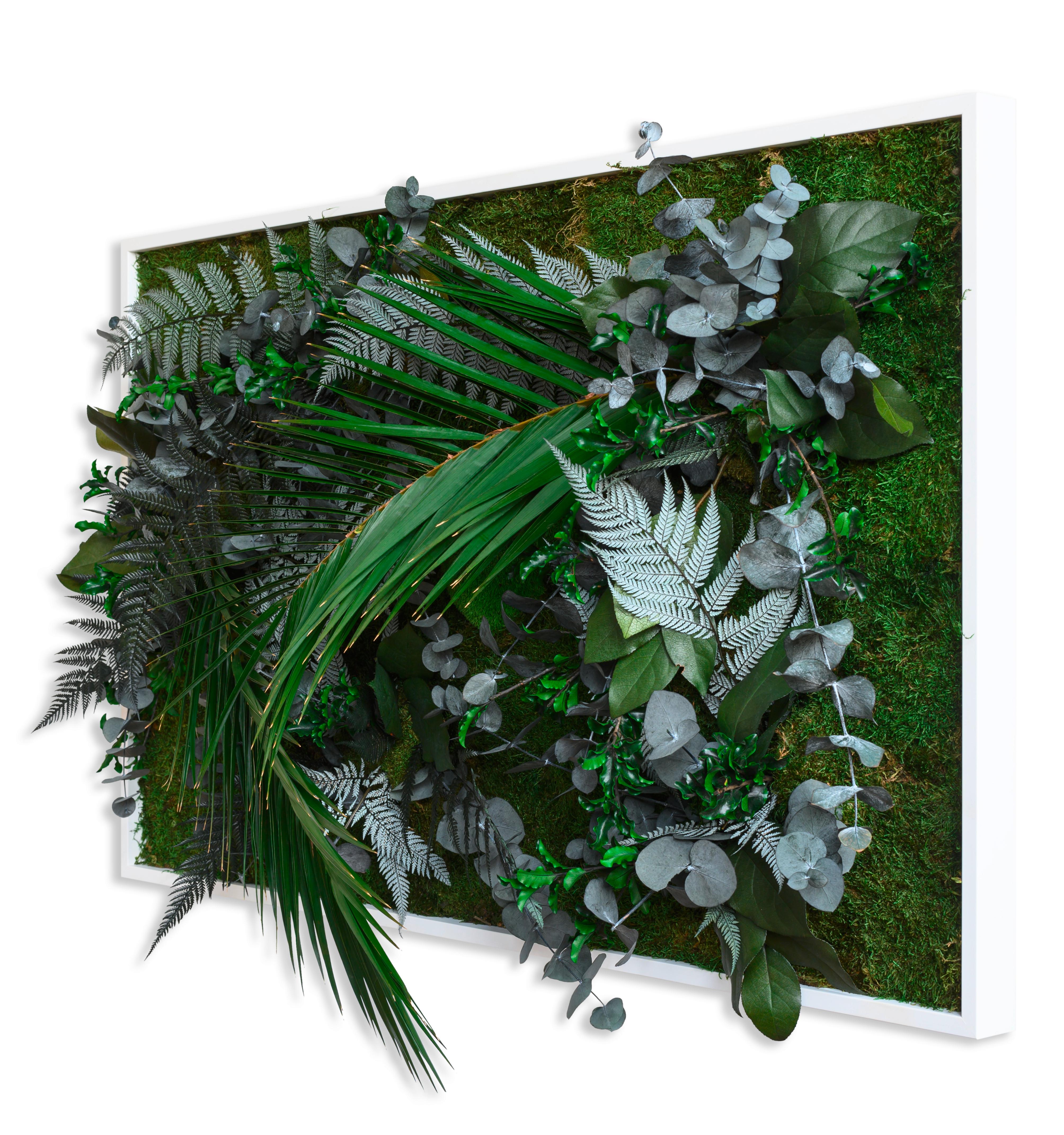 Moosbild Moos Grün B: 100 Cm - Weiß/Grün, Basics, Naturmaterialien/Holz (100/60/18-22cm)