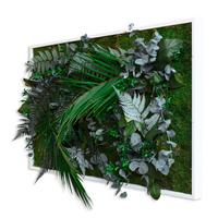 Moosbild Moos Grün B: 100 cm - Weiß/Grün, Basics, Naturmaterialien/Holz (100/60/18-22cm)