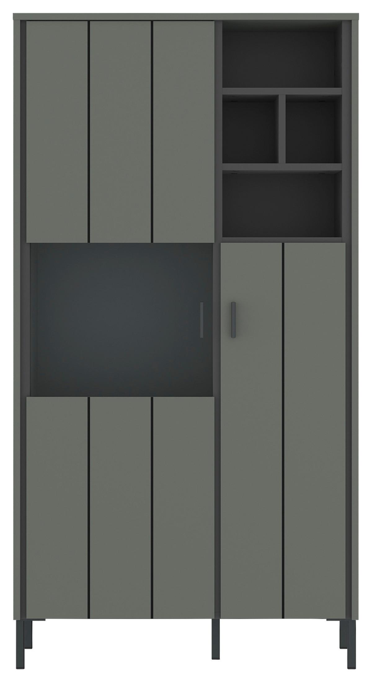 Vitrin Shirley - fekete/szürke, Design, faalapú anyag/Üveg (82,1/156/40cm)