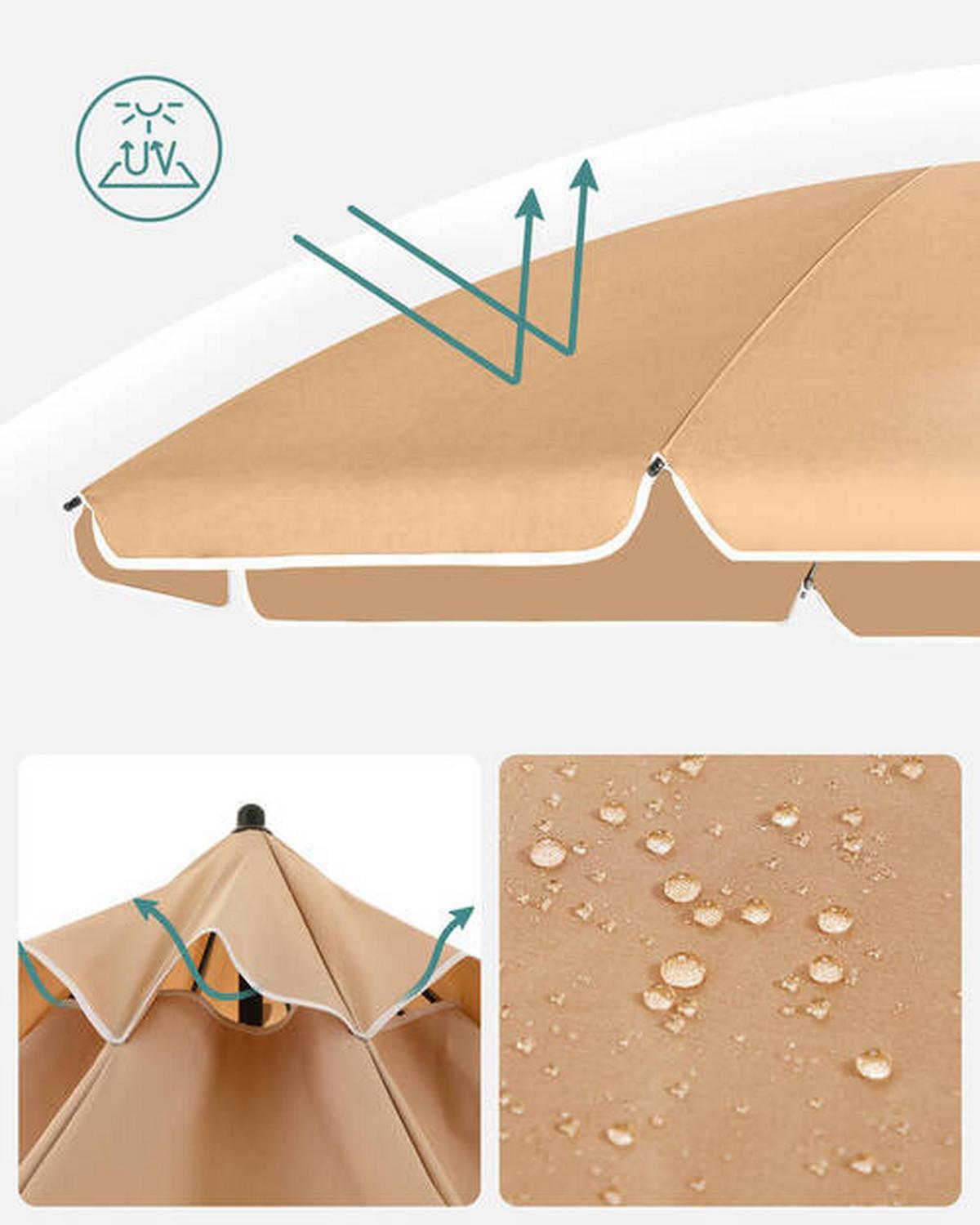 Sonnenschirm Taupe Schwarz Bxl: 160x160 Cm - Taupe/Schwarz, Basics, Textil/Metall (160/160cm) - Modante