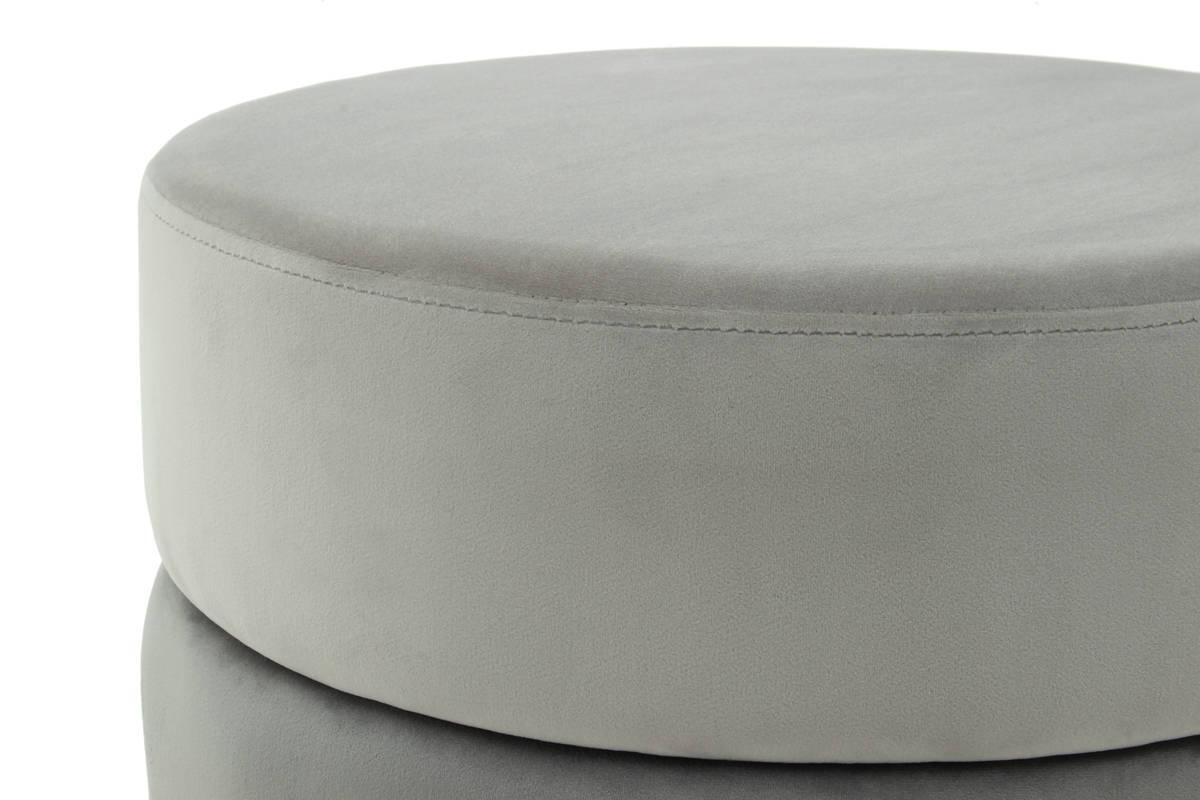 Hocker Pouf Samt Grau H: 46 cm Rund - Goldfarben/Grau, Basics, Holzwerkstoff/Textil (48,5/46/48,5cm) - Kayoom