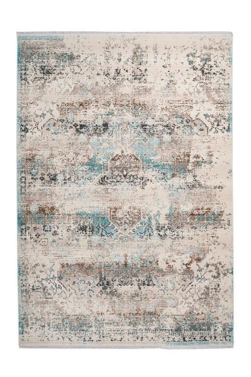 Webteppich Türkis/Taupe Anouk 80x150 cm - Türkis/Taupe, Design, Textil (80/150cm) - Kayoom