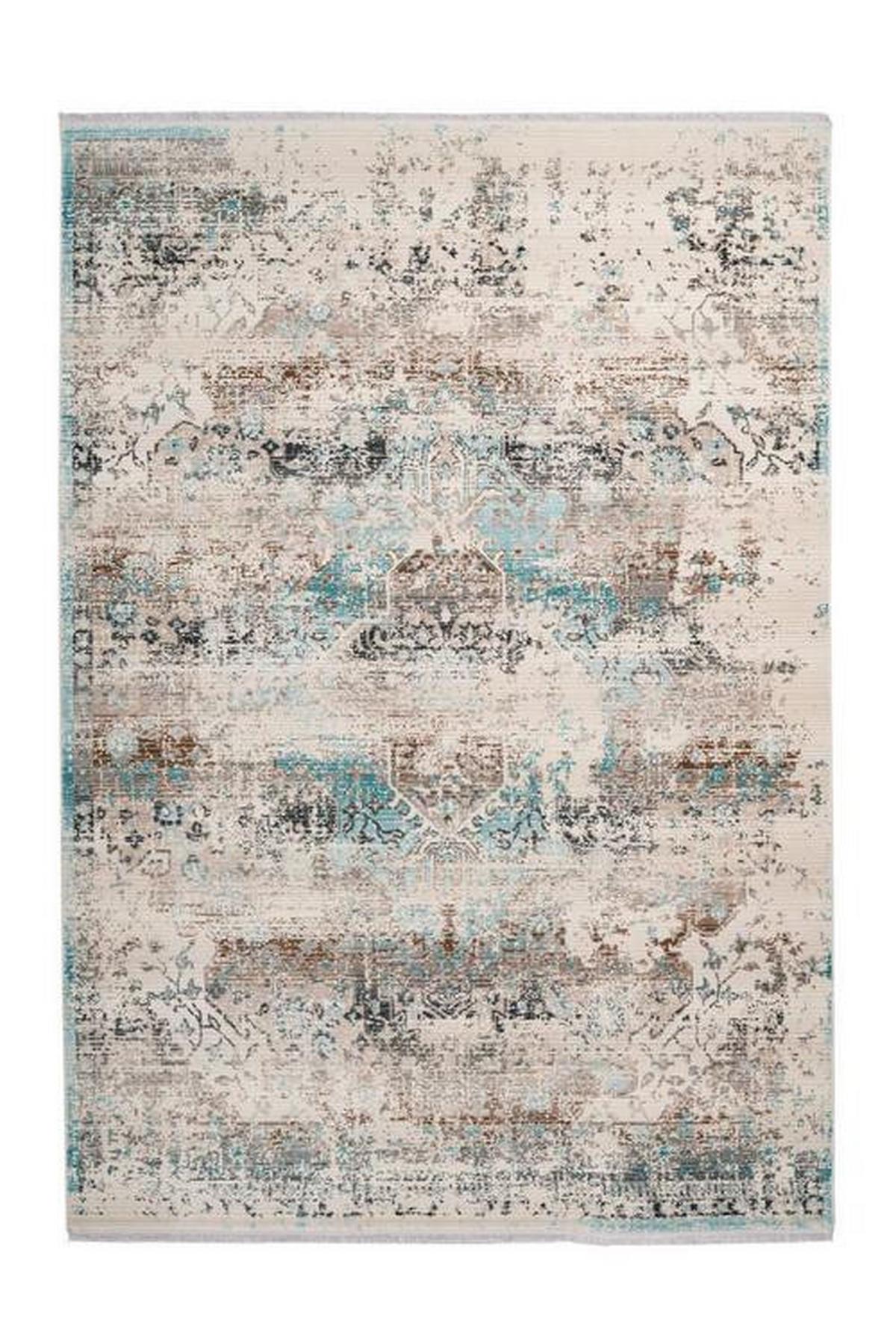 Webteppich Türkis/Taupe Anouk 80x150 cm - Türkis/Taupe, Design, Textil (80/150cm) - Kayoom