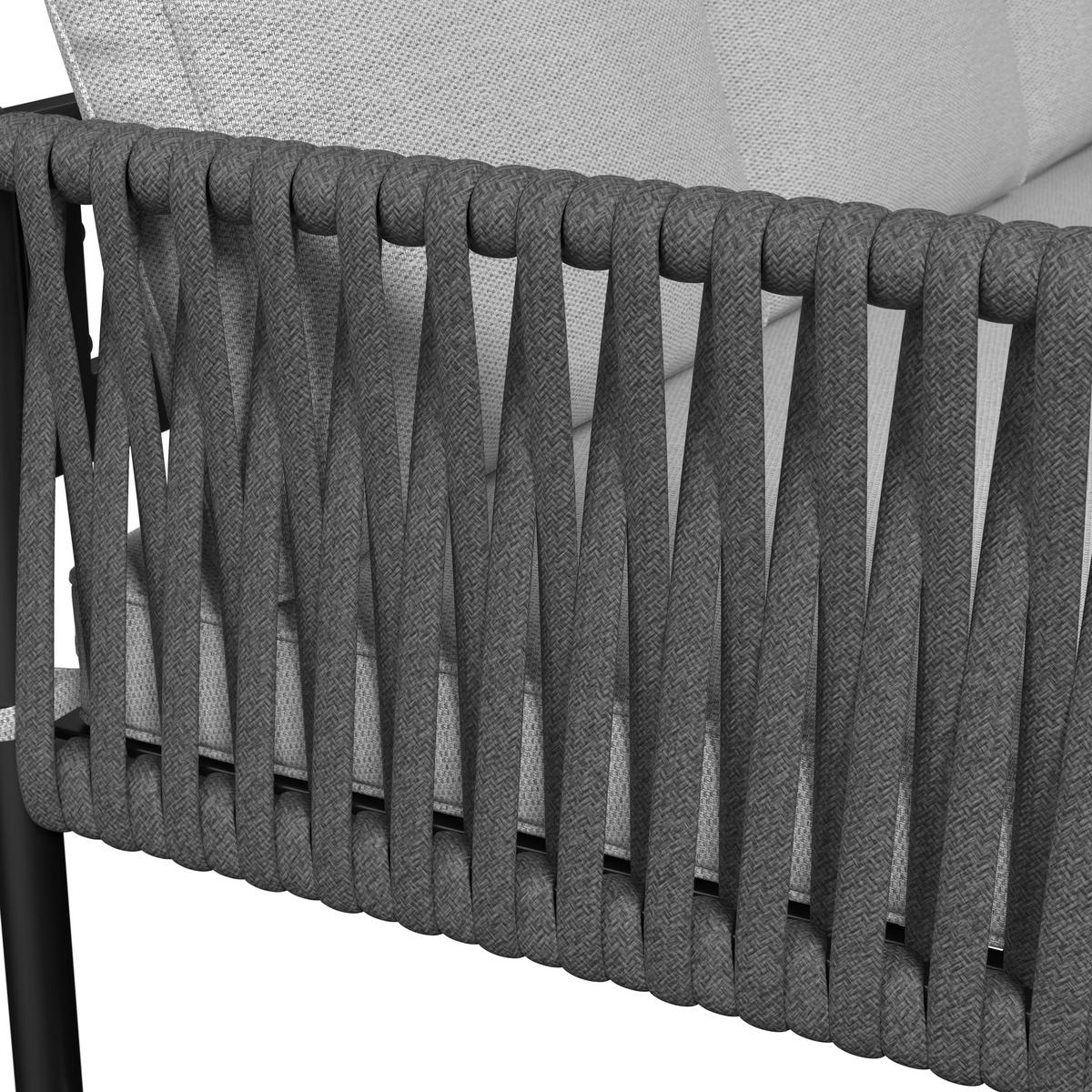 JEDÁLENSKÁ TERASOVÁ SÚPRAVA POLLY - sivá/svetlosivá, Modern, kov/textil - Bessagi Garden