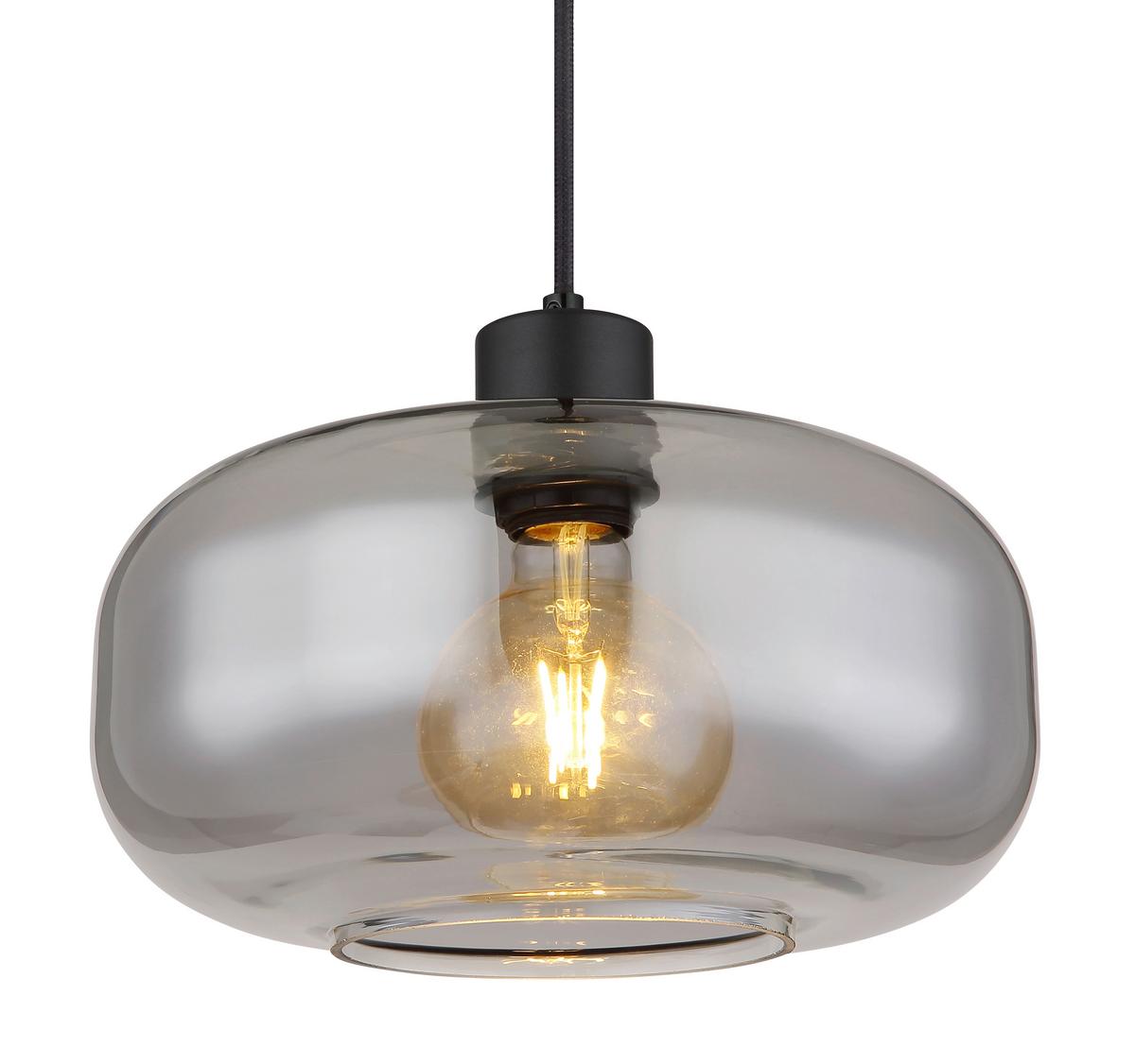 Hängeleuchte 15566h Giuseppe - Schwarz, Basics, Glas/Metall (28/120cm) - Globo