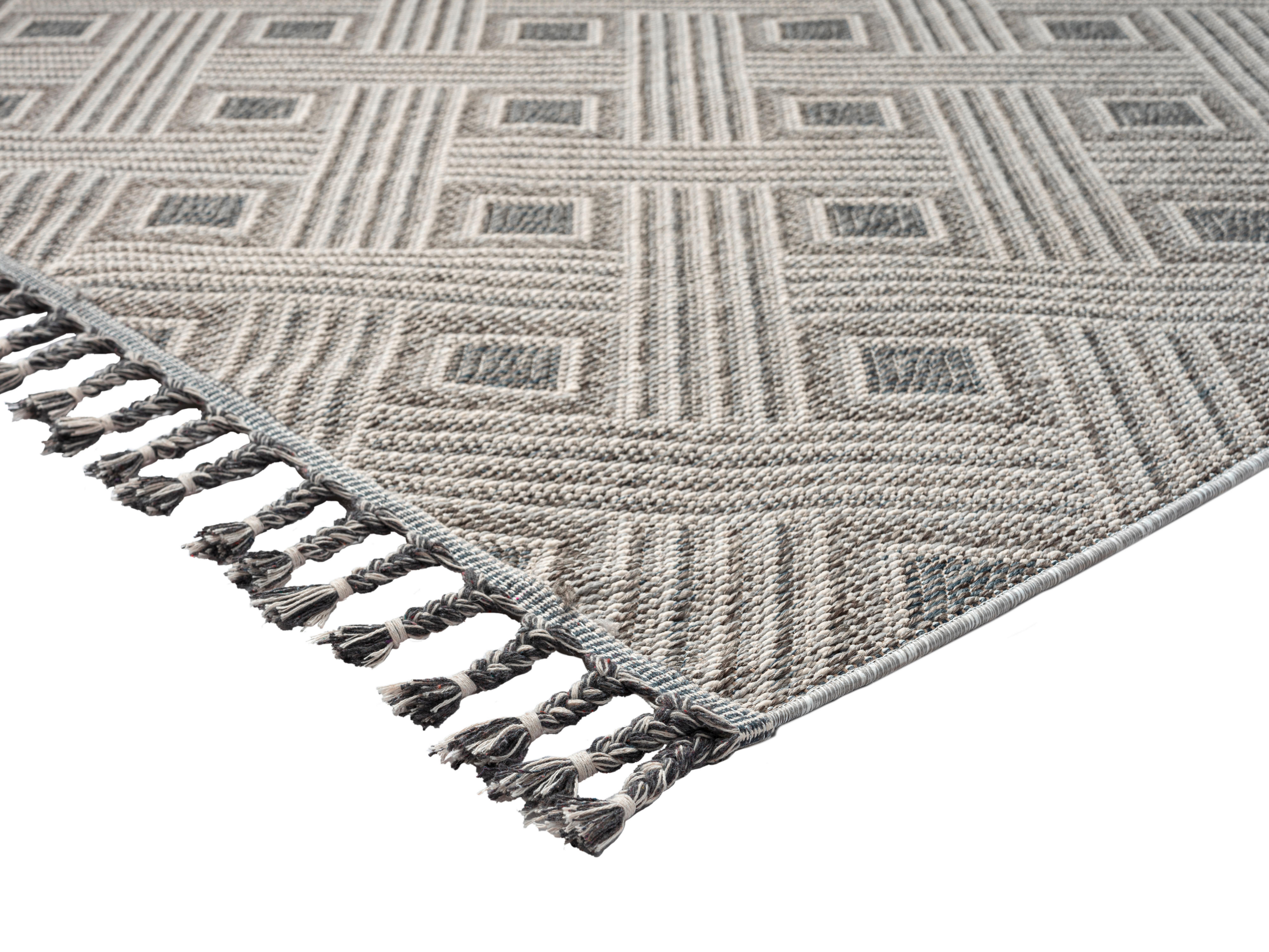 Flachwebeteppich Grau/Weiß Joana 80x150 cm - Weiß/Grau, ROMANTIK / LANDHAUS, Textil (80/150cm) - James Wood