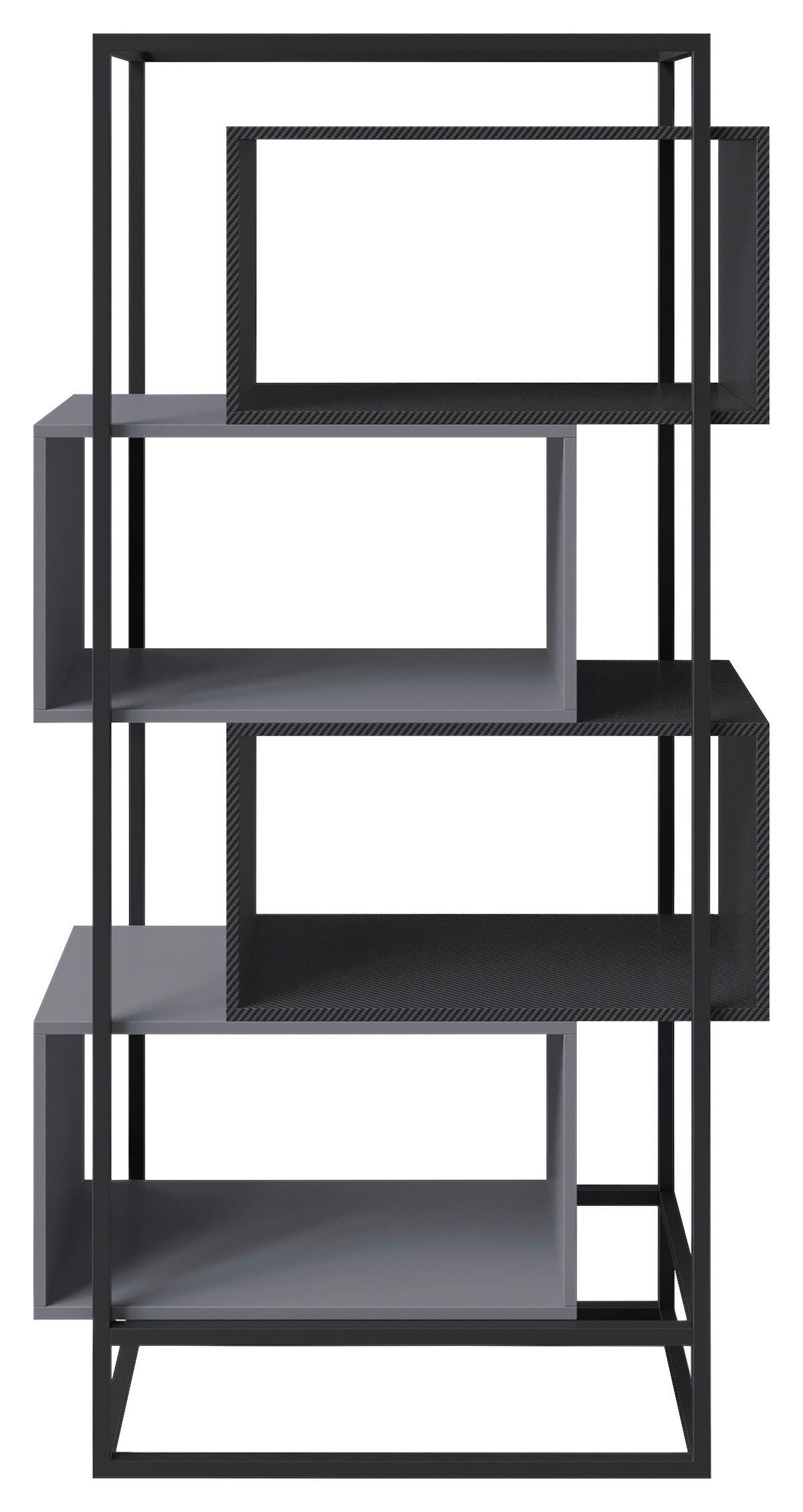 Regal Minecraft - Schwarz/Grau, MODERN, Holzwerkstoff/Metall (70/164/38cm) - Minecraft