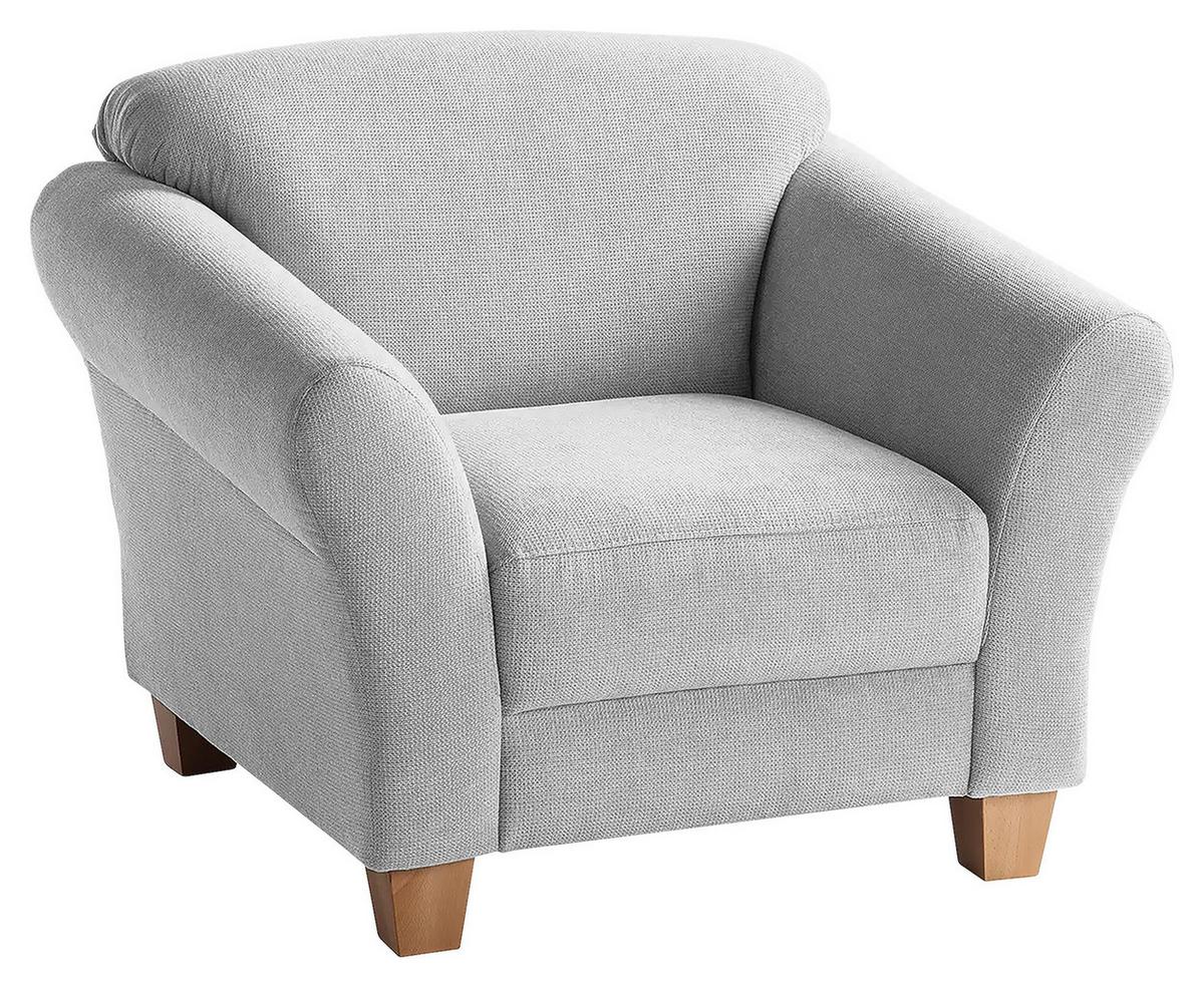 Sessel Gotland silberfarben Rücken echt, 101x84x89 cm - Silberfarben/Naturfarben, KONVENTIONELL, Textil (101/84/89cm) - Sit & More
