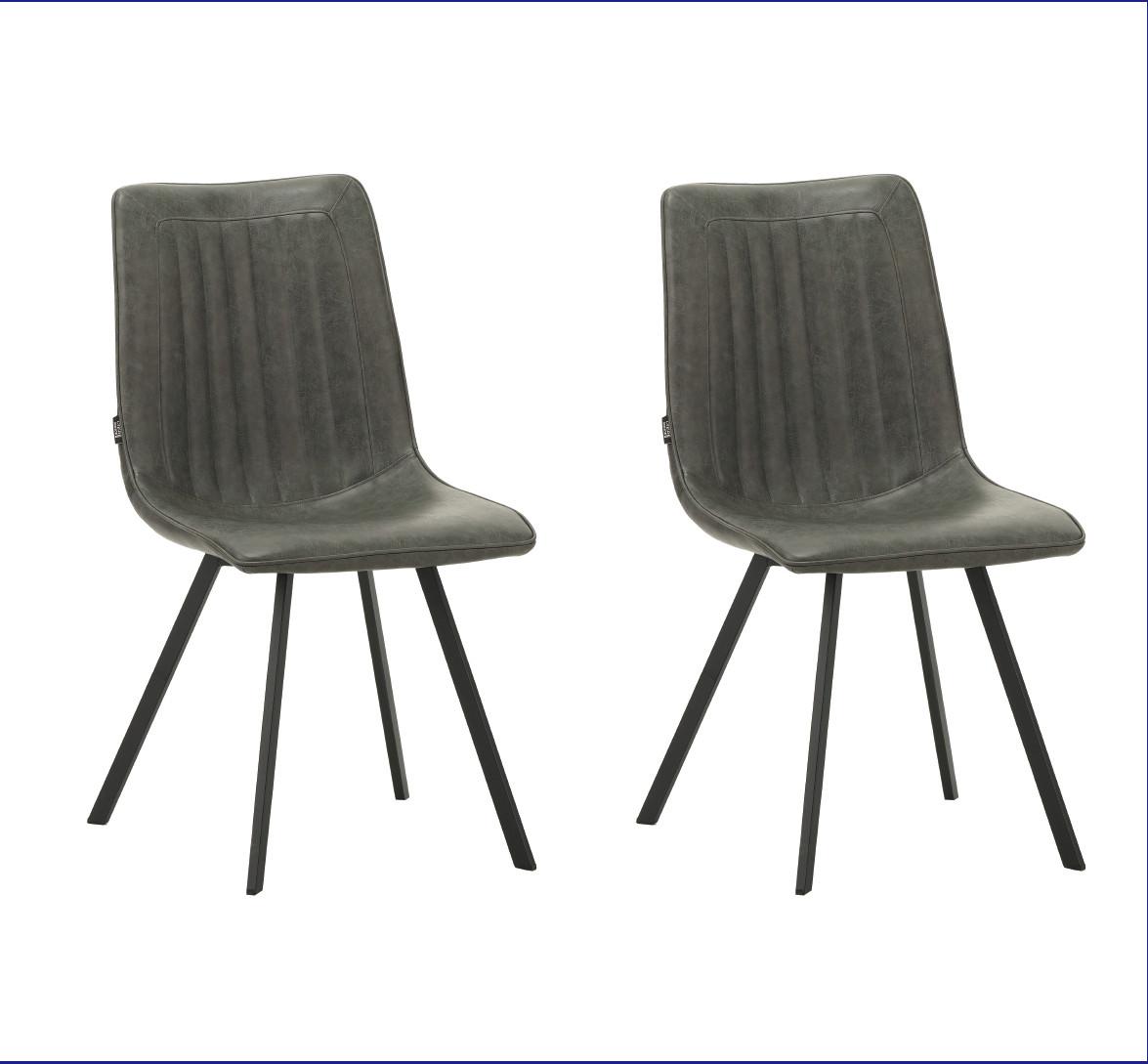 STUHL-SET Liano Anthrazit, B: 45,5 cm - Anthrazit/Schwarz, MODERN, Textil/Metall (45,5/89,5/60cm) - MID.YOU