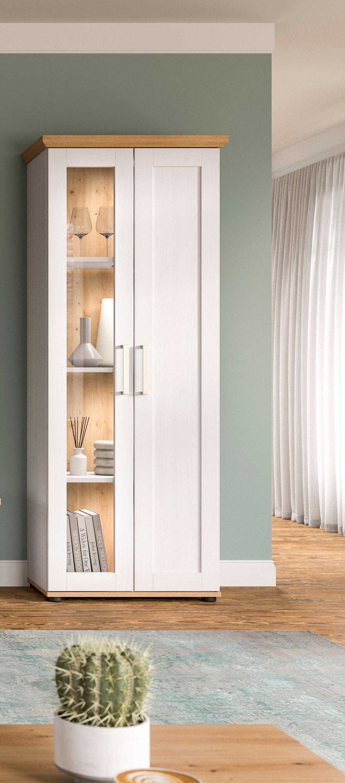 Vitrine Verona Lärchefarben /Eiche Dekor B: 64cm - Lärchefarben/Eiche Artisan, Design, Holzwerkstoff (64/161/37cm) - Livetastic