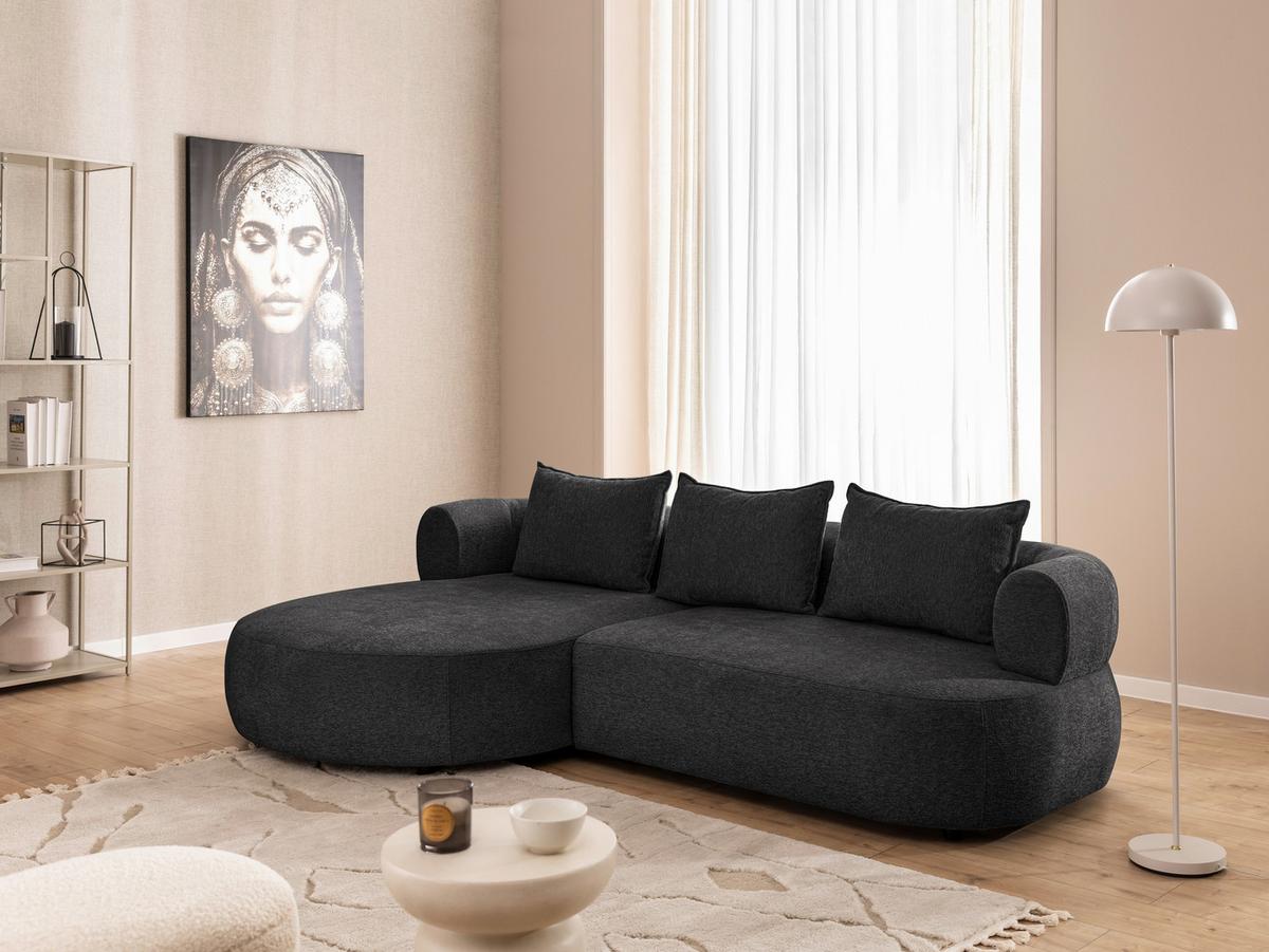Ecksofa Ferro Schwarz S: 156x256 cm - Schwarz, Design, Textil (156/256cm) - Livetastic