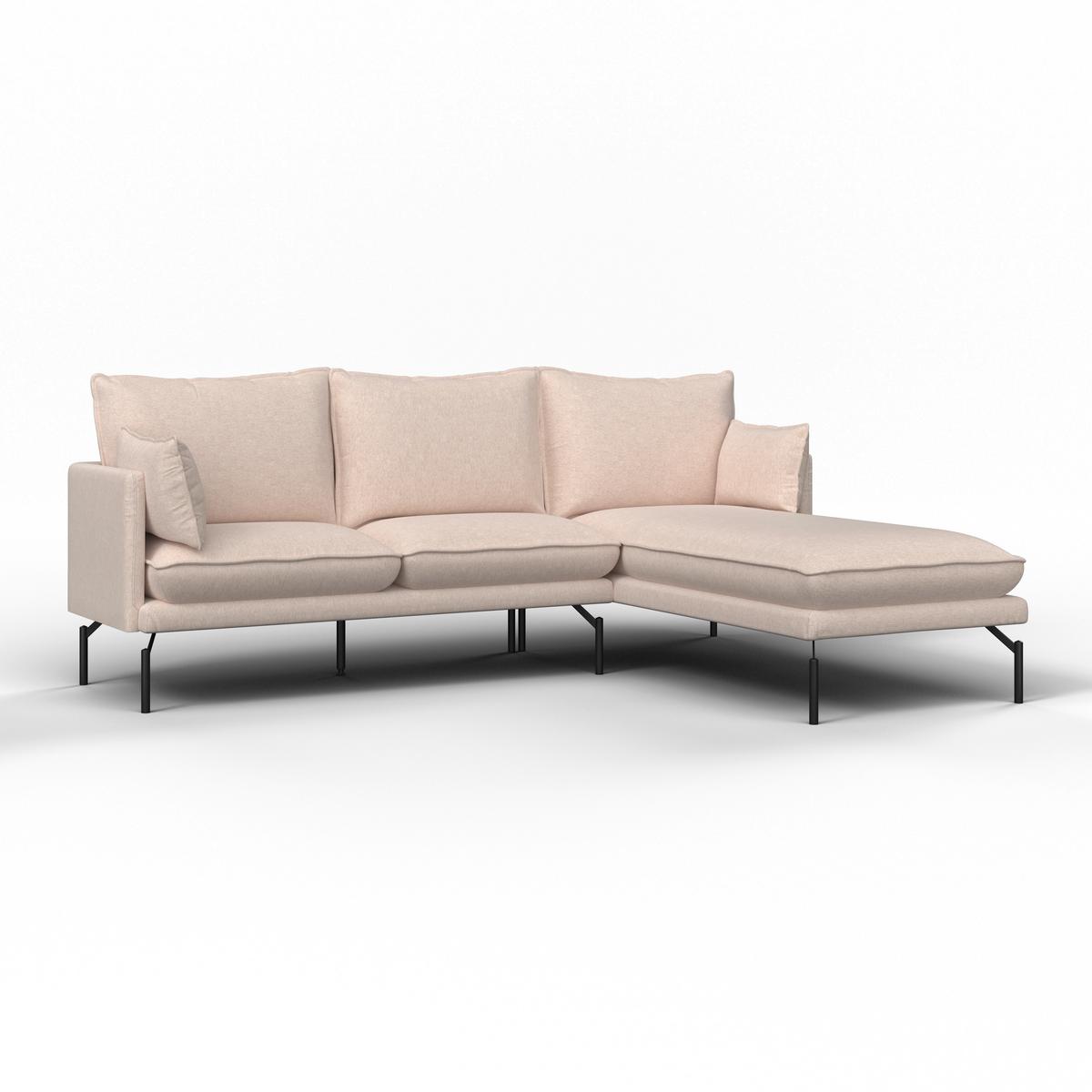 Rohová sedačka ROSA, pravá, béžová tkanina, vzhled lnu - černá/béžová, Moderní, kov/dřevo (226/163cm) - Bessagi Home