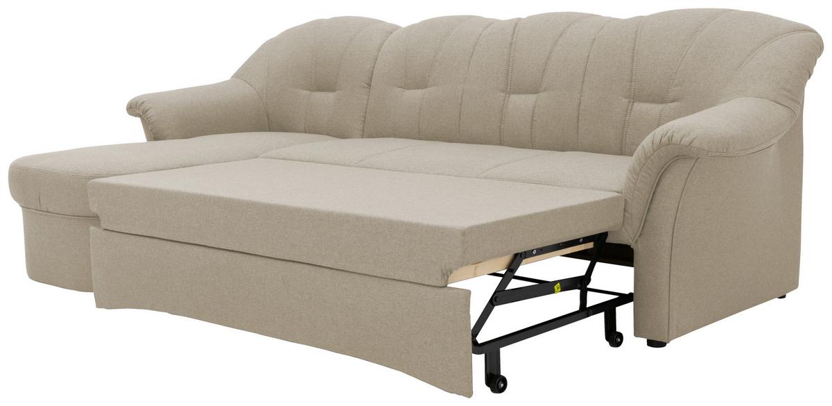 Ecksofa mit Schlaffunktion Papenburg Schlammfarben - Schlammfarben/Schwarz, KONVENTIONELL, Textil (142/233cm) - MID.YOU