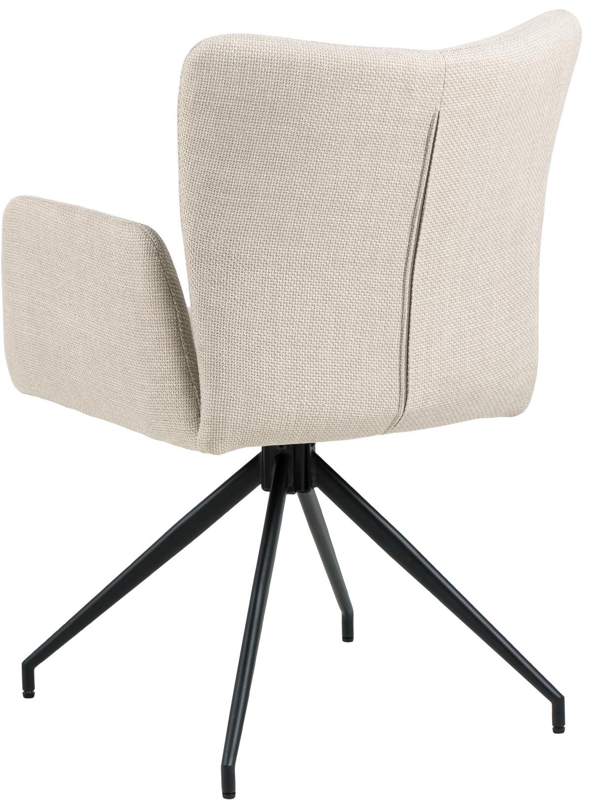 Armlehnstuhl Laura Beige Gepolstert - Beige/Schwarz, MODERN, Textil/Metall (57,5/86/61,5cm) - MID.YOU