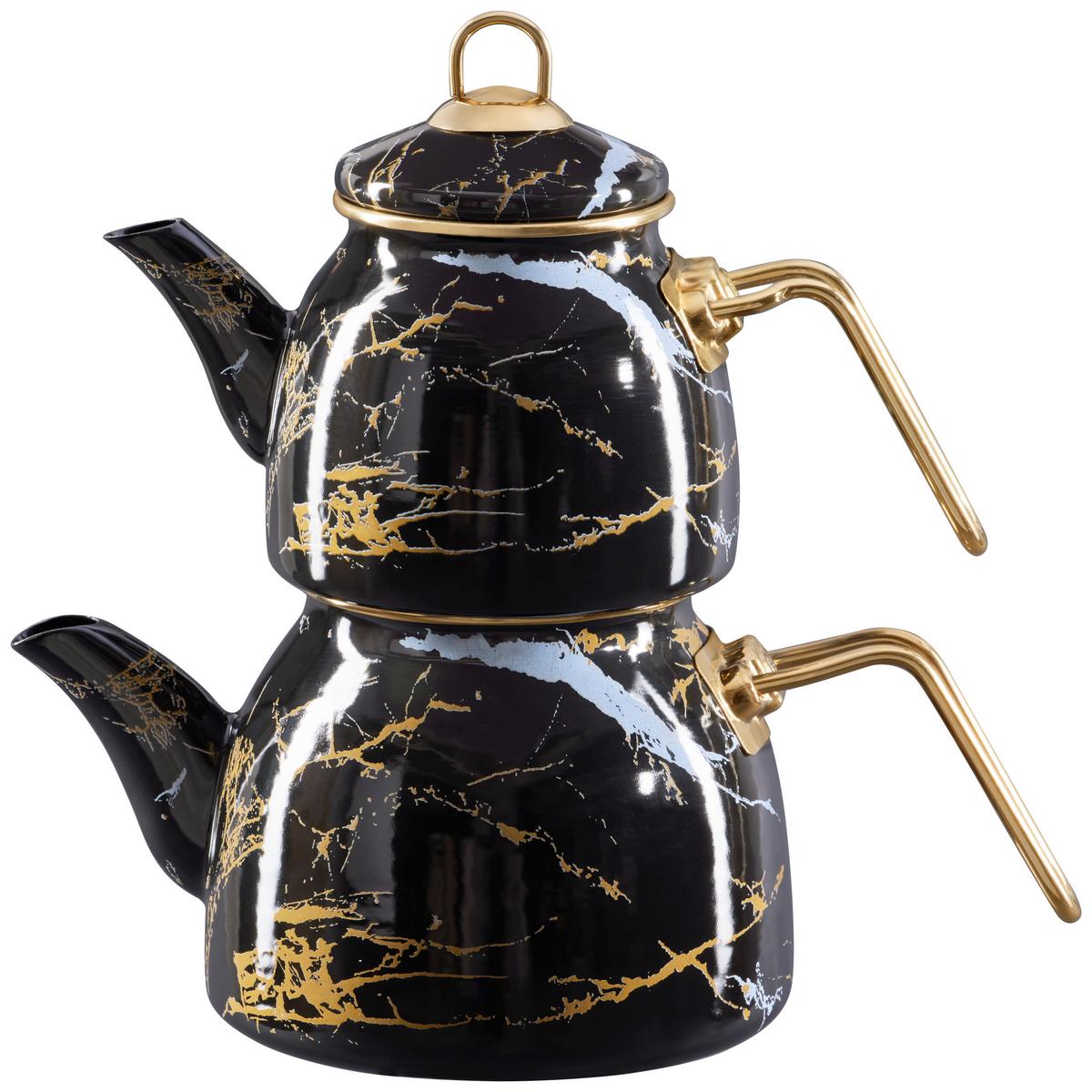 Teekocher Alina - Goldfarben/Schwarz, KONVENTIONELL, Metall (30/28cm) - Ondega