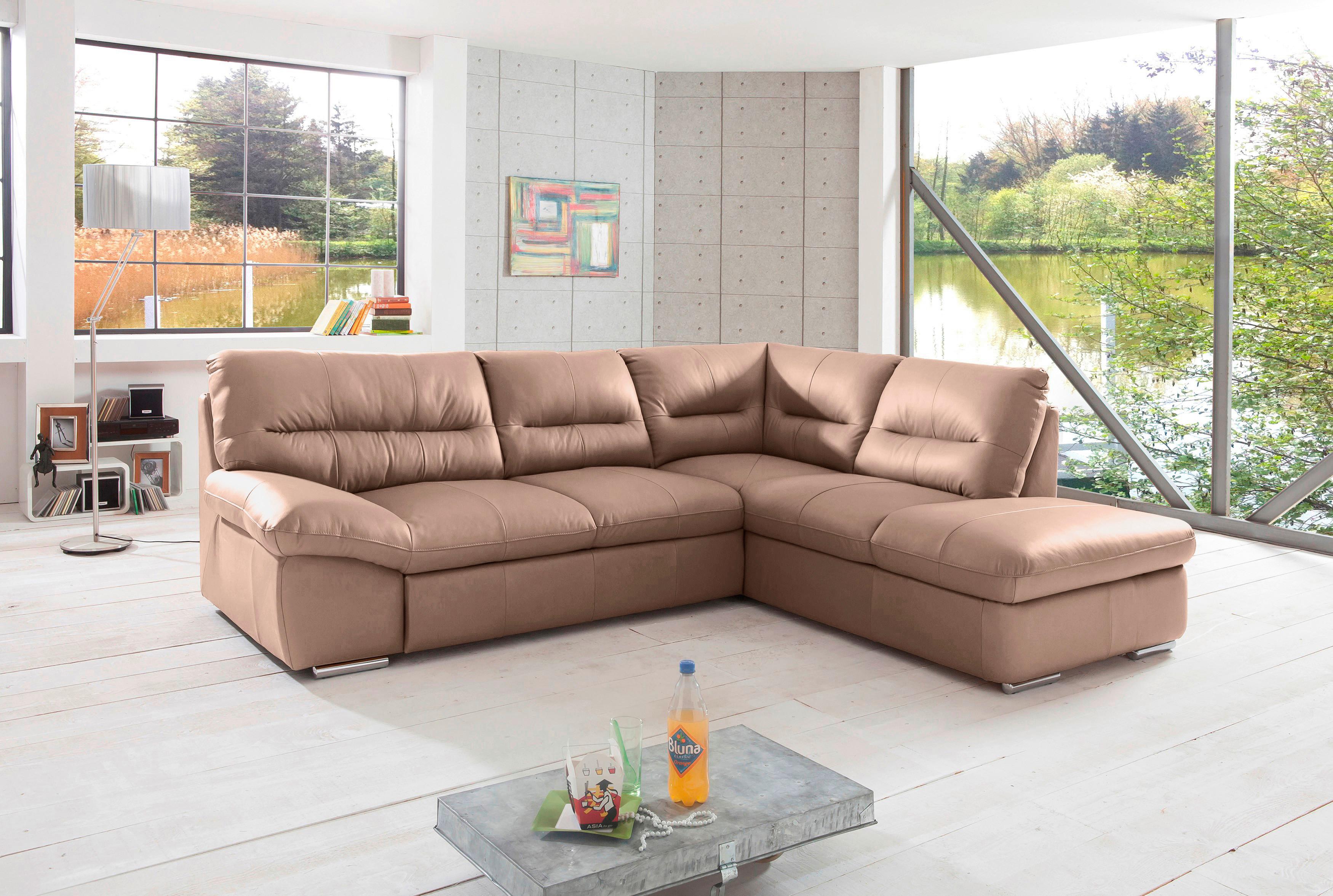 Sarokgarnitúra William - cappuccino, Modern, bőr (286/90/216cm)