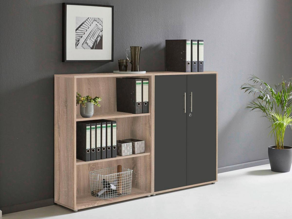 AKTENSCHRANK OFFICE EDITION-SW SET 1 NIEDR. - Anthrazit/Sonoma Eiche, MODERN, Holzwerkstoff (168,8/113,6/33cm) - MID.YOU