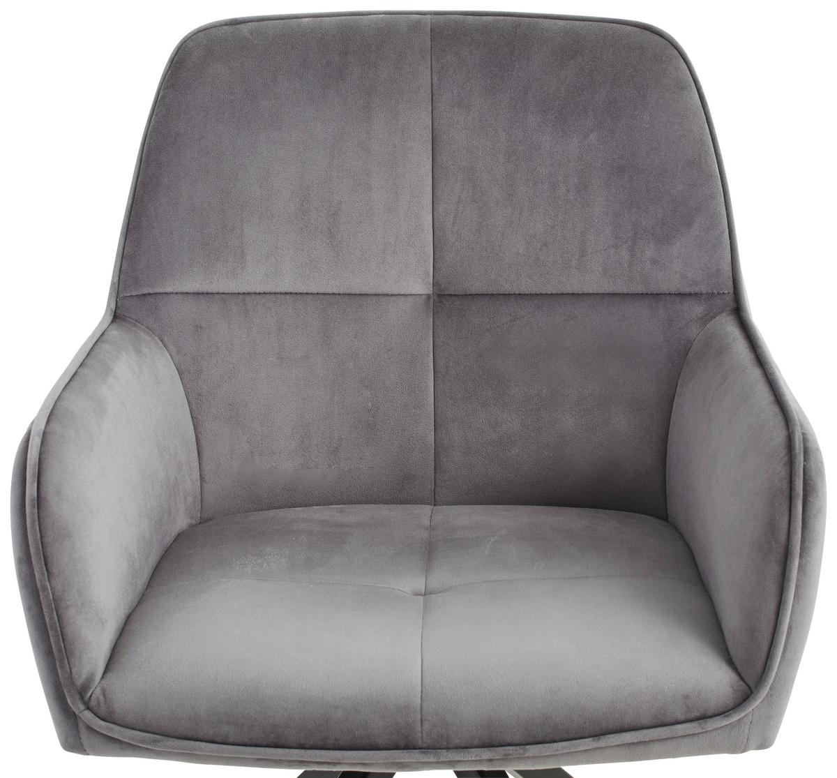 Schalenstuhl Rapallo Grau Gepolstert + Drehbar - Schwarz/Grau, MODERN, Holz/Textil (57/83,5/60cm) - Livetastic