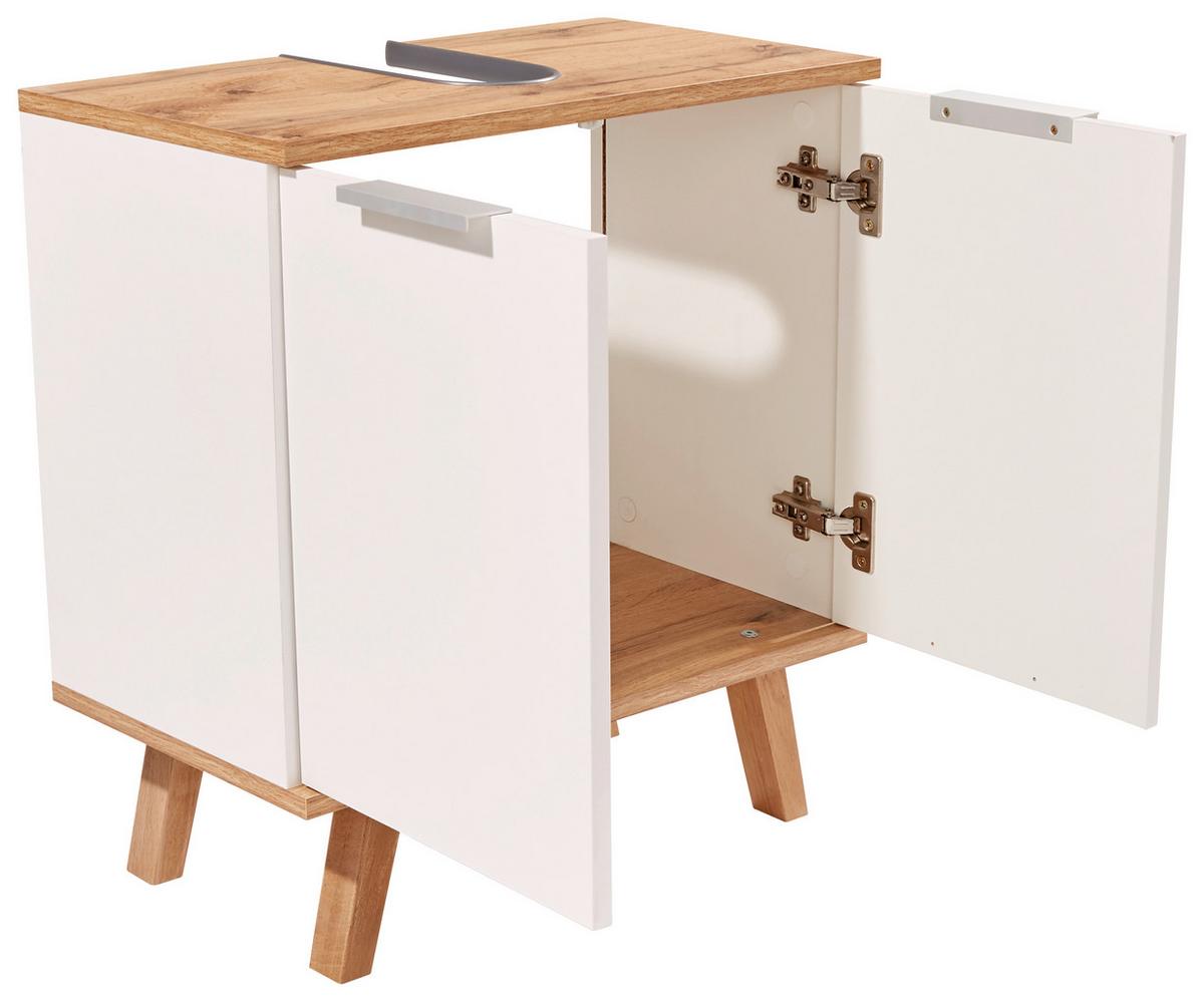 Spodní skříňka Turin šířka 60cm - bílá/dub wotan, Moderní, kov/dřevo (60/60/30cm)