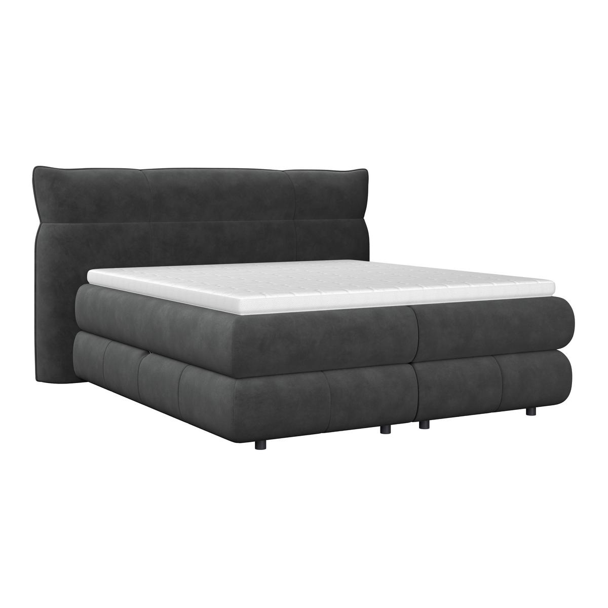Boxspringbett Carmelo Schwarz 160x200 cm H3 - Schwarz, Trend, Textil (160/200cm)