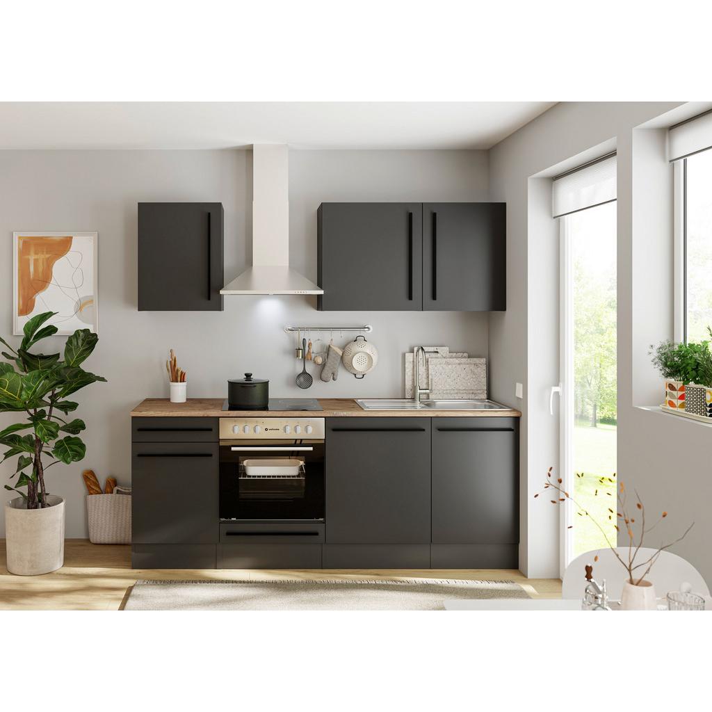Küchenzeile Jazz mit Geräten 220 cm Schwarz