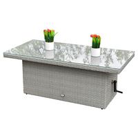 Gartentisch Höhenverstellbar Chicago Stahl/kunststoff L 120 - Grau, MODERN, Glas/Kunststoff (120/60/46-68cm) - Gardenson