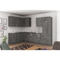 Eckküche Ip1200 Ohne Geräte 185x320 Cm Betonoptik - Schieferfarben/Dunkelgrau, Basics (185/320cm)