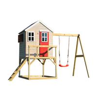 Spielhaus Zebra Naturfarben/rot, B: 350 Cm - Rot/Naturfarben, KONVENTIONELL, Holz (350/242/192cm)