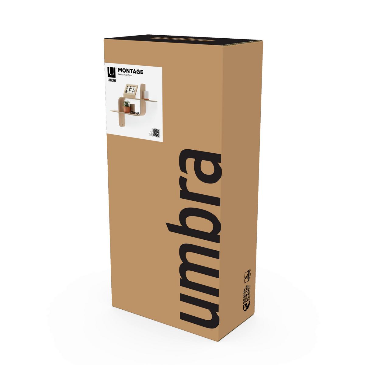 NÁSTENNÝ REGÁL 1017571-390 - prírodná farba, Design, drevo (15,2/46,9/52,2cm) - Umbra