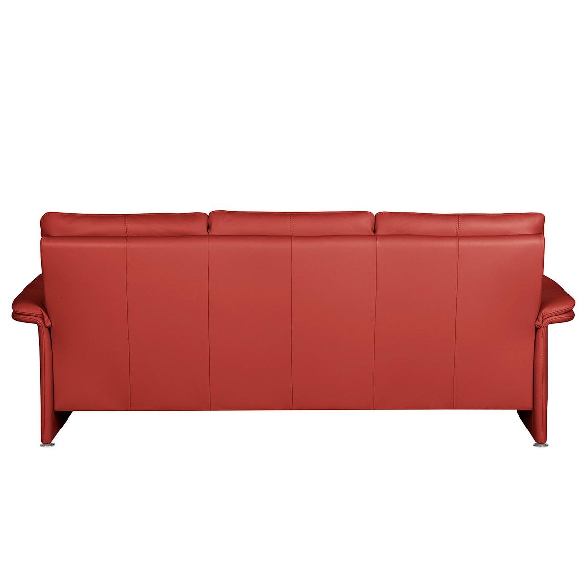 3-Sitzer-Sofa Comodo Echtleder Rot B: 214 cm - Silberfarben/Rot, Design, Leder (214/90/88cm) - Livetastic