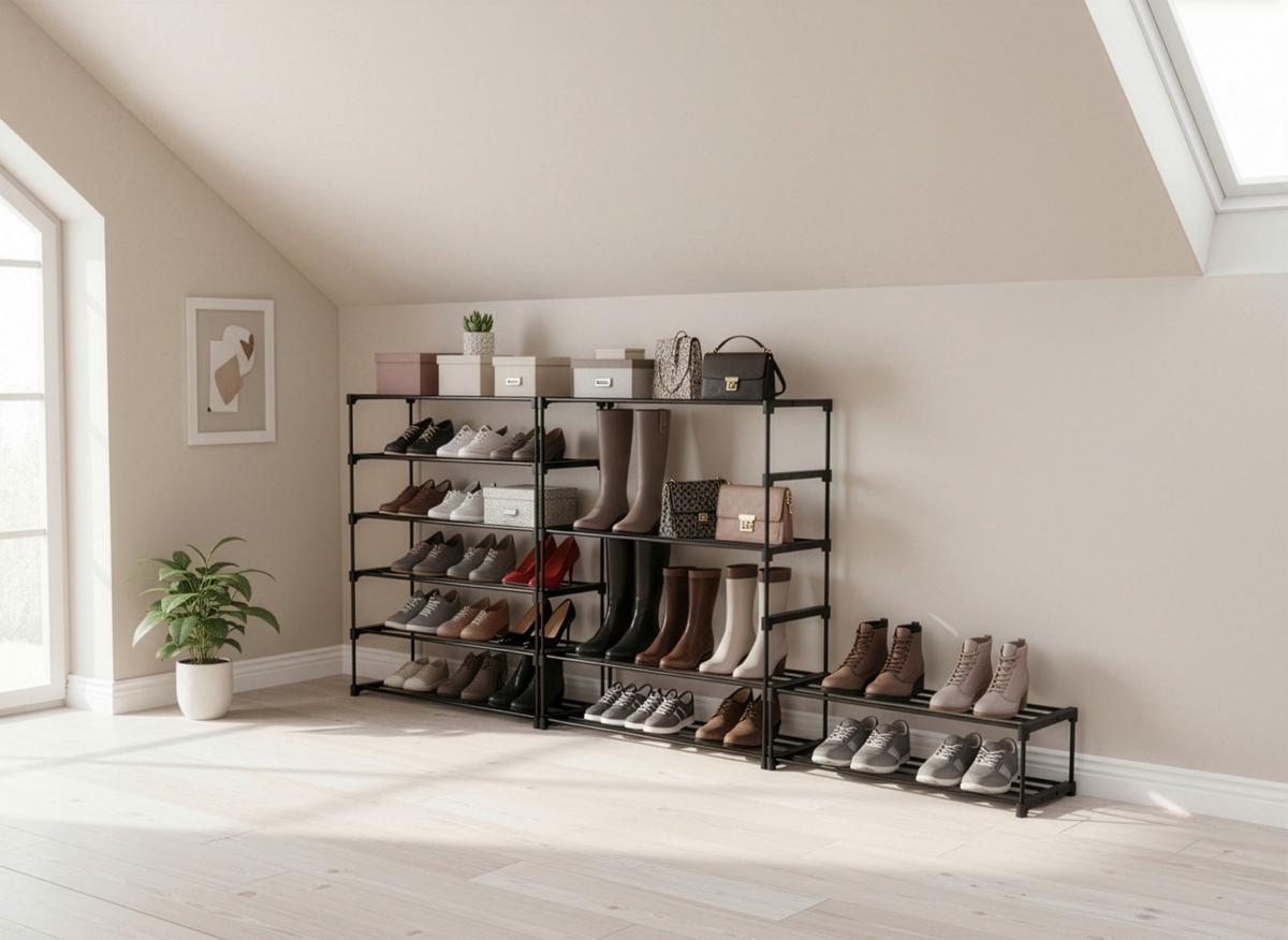 REGÁL NA BOTY GRANDO -BASED/SB- - černá, Konvenční, kov/plast (94/194/30cm) - Based