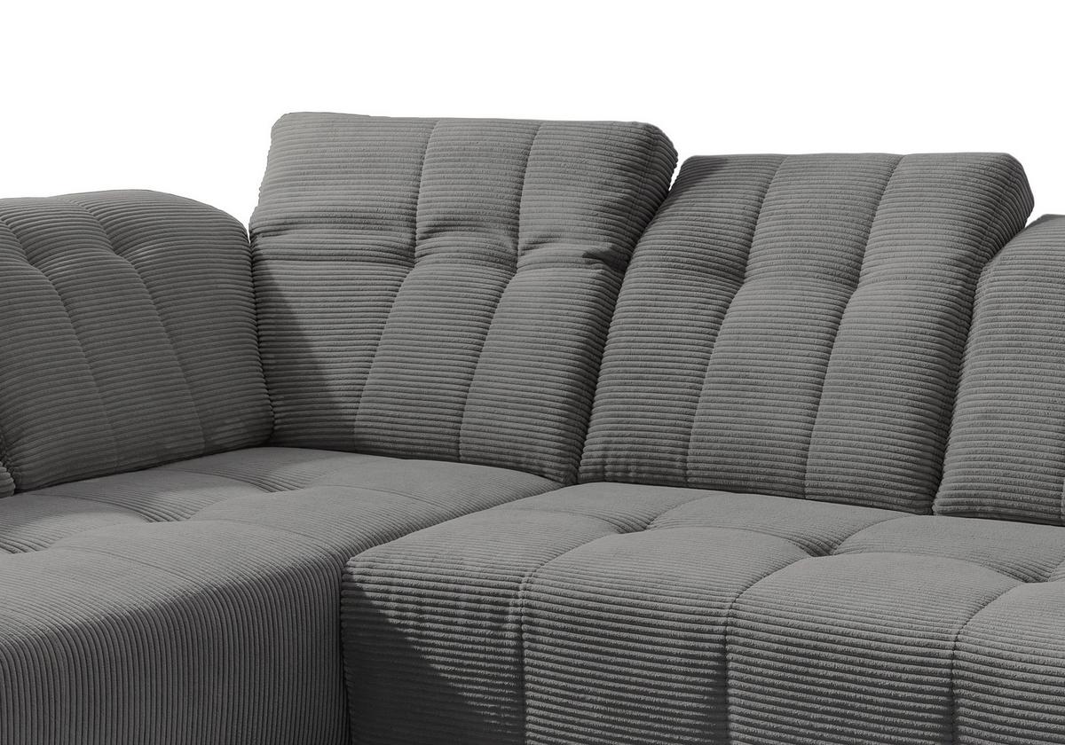 Ecksofa mit USB Anschluss Sano, Grau, S: 200x261 cm - Schwarz/Grau, MODERN, Textil (200/261cm) - Livetastic