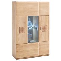 Highboard teilmassiv B: 90 cm Bologna Eichefarben - Eichefarben, Design, Glas/Holz (90/141/38cm) - Livetastic