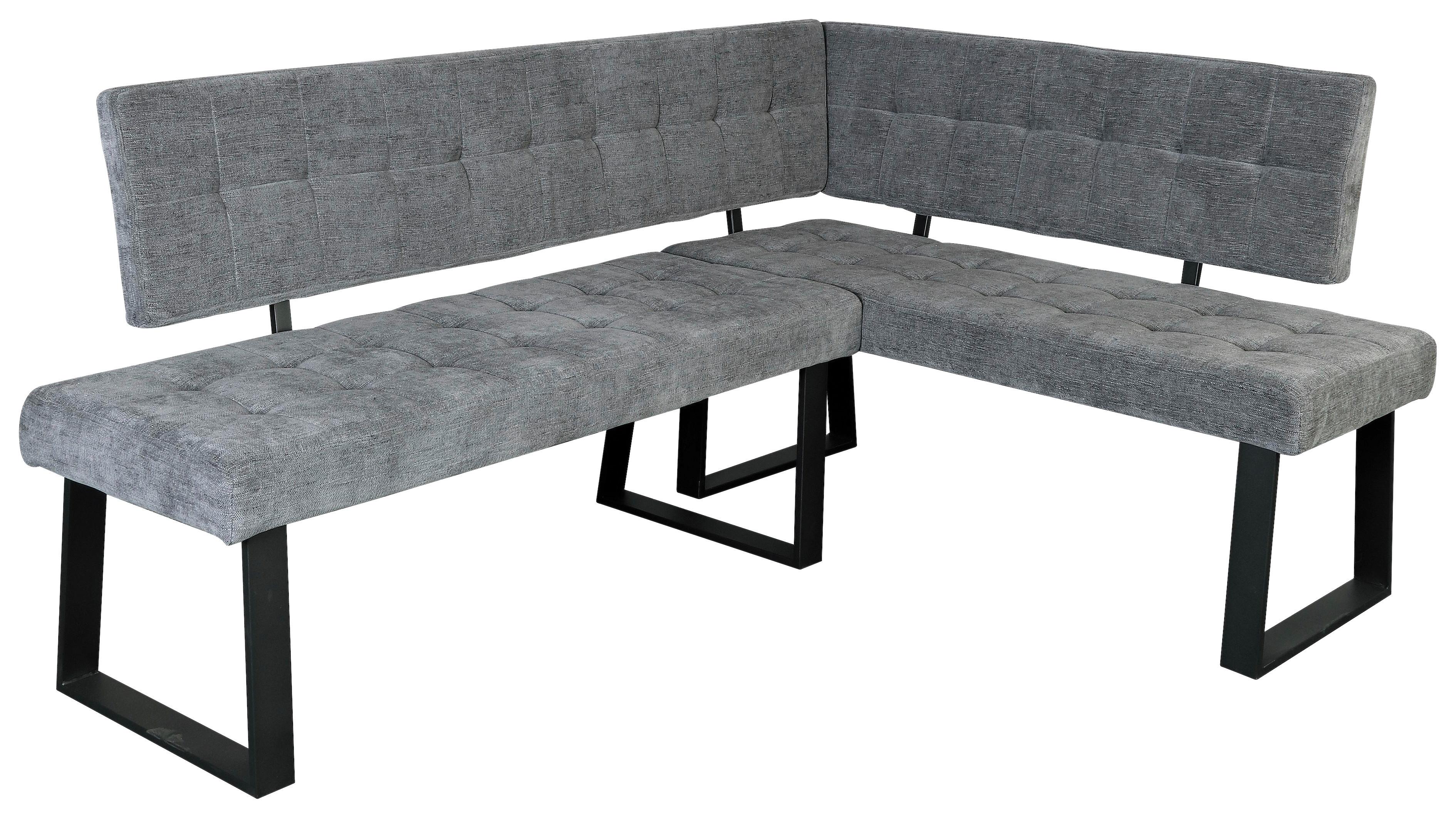 Eckbank Lavik Webstoff Hellgrau 185x134 Cm - Hellgrau/Schwarz, MODERN, Textil/Metall (185/134cm) - MID.YOU