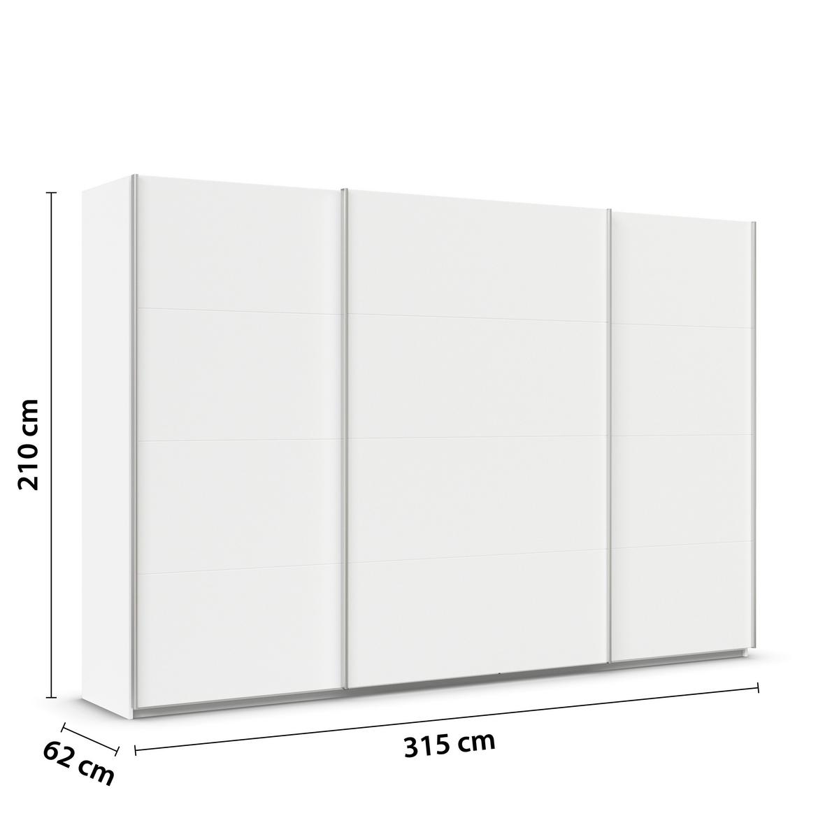 Schwebetürenschrank B: 315cm Feldkirch Alpinweiß - Weiß, MODERN, Holzwerkstoff (315/210/62cm)