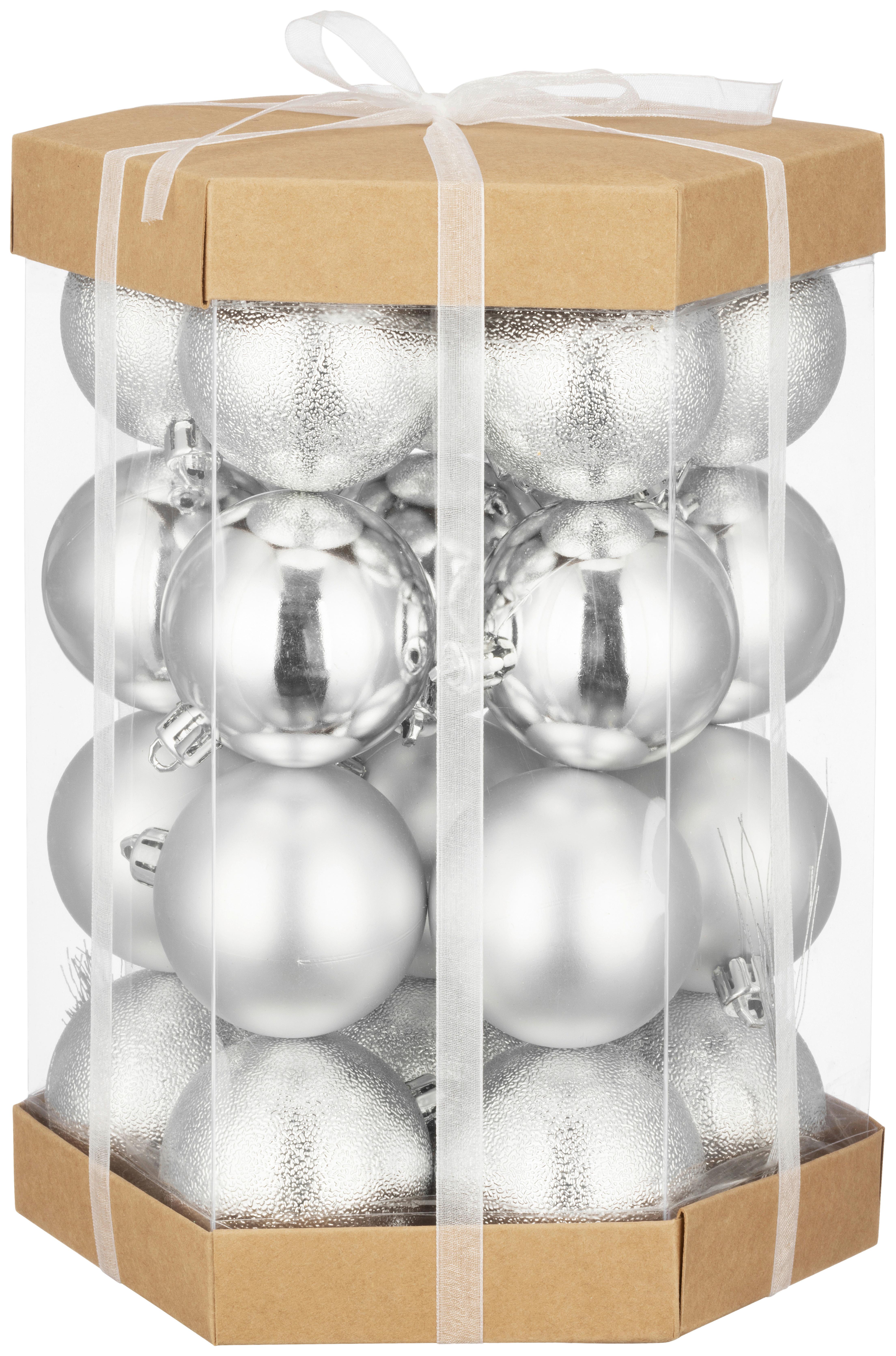 Christbaumkugel-set Ana - Silberfarben, KONVENTIONELL, Kunststoff (6cm) - Luca Bessoni