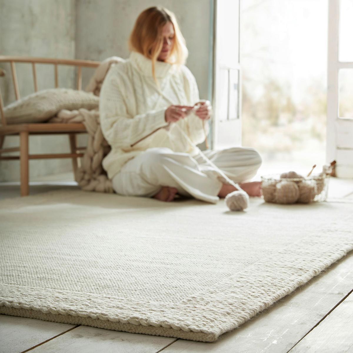 Wollteppich 503119373475 - Creme, Basics, Textil (120/170cm)