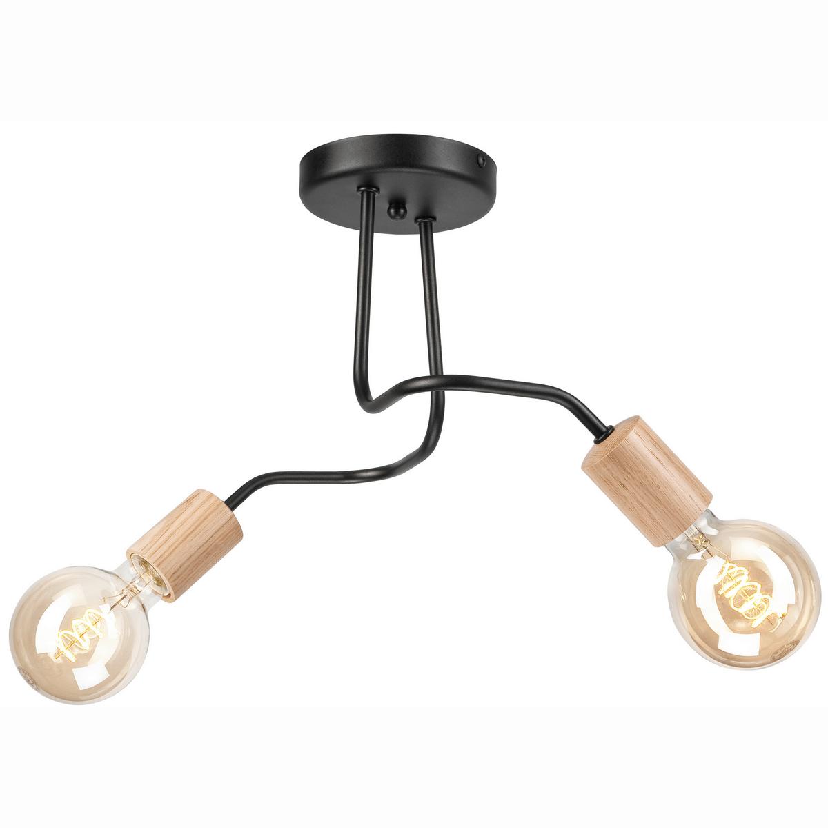 Deckenleuchte Schwarz B: 45 cm - Schwarz, Basics, Holz/Metall (26/45/45cm)