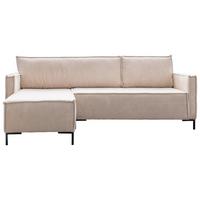 Rohová sedačka, béžová - černá/béžová, Design, kov/textil (232/90/154cm) - MID.YOU