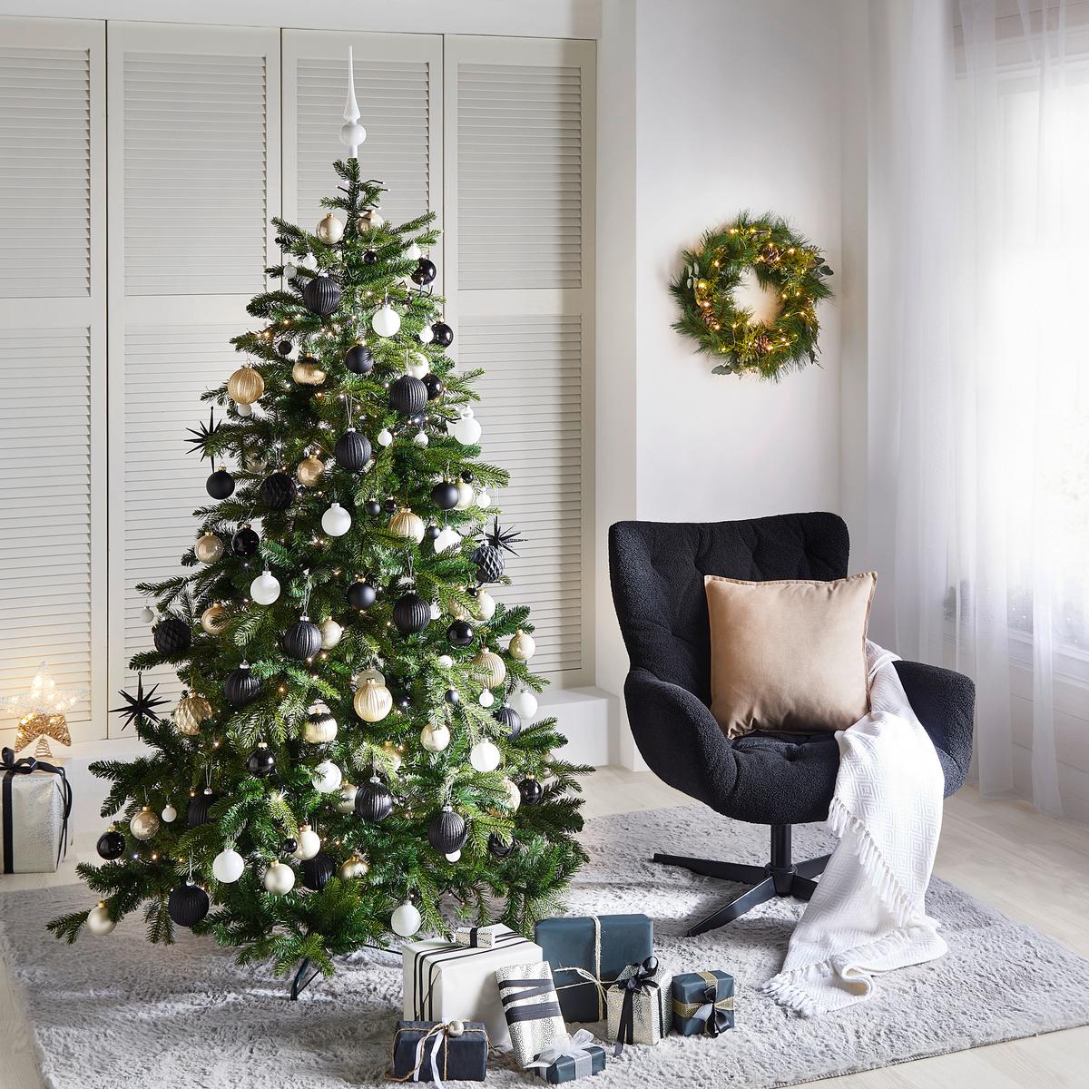 Baňky na vánoční stromeček Noel, Ø: 6cm, 15ks/bal. - bílá, Basics, sklo (6cm) - Modern Living