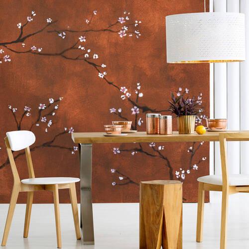 Fototapete Chinesische Blüte - Multicolor, Basics, Papier/Kunststoff (300/280cm)