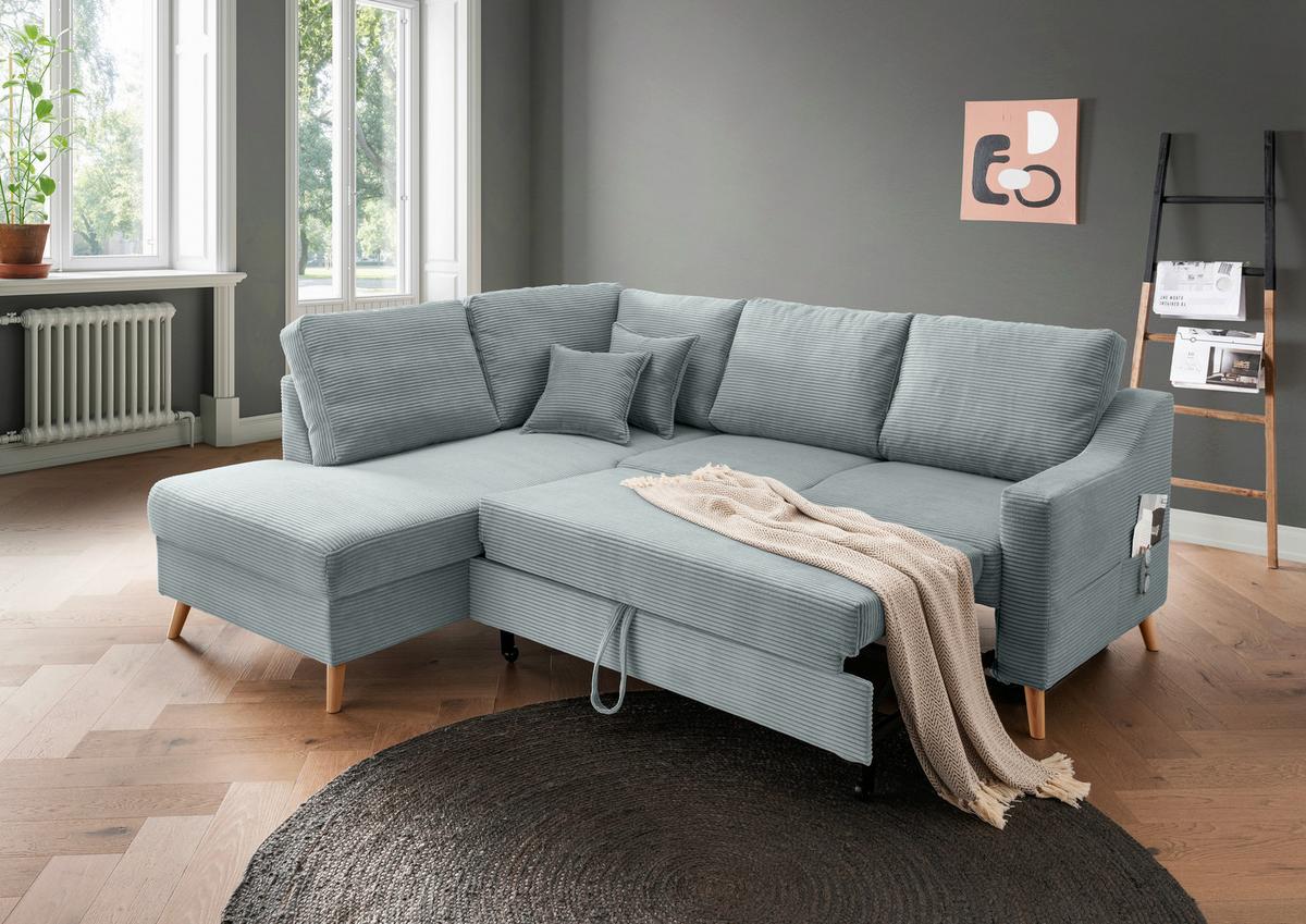 Ecksofa Valentina Hellblau S: 200x230 Cm - Naturfarben/Hellblau, MODERN, Textil (200/230cm) - Livetastic