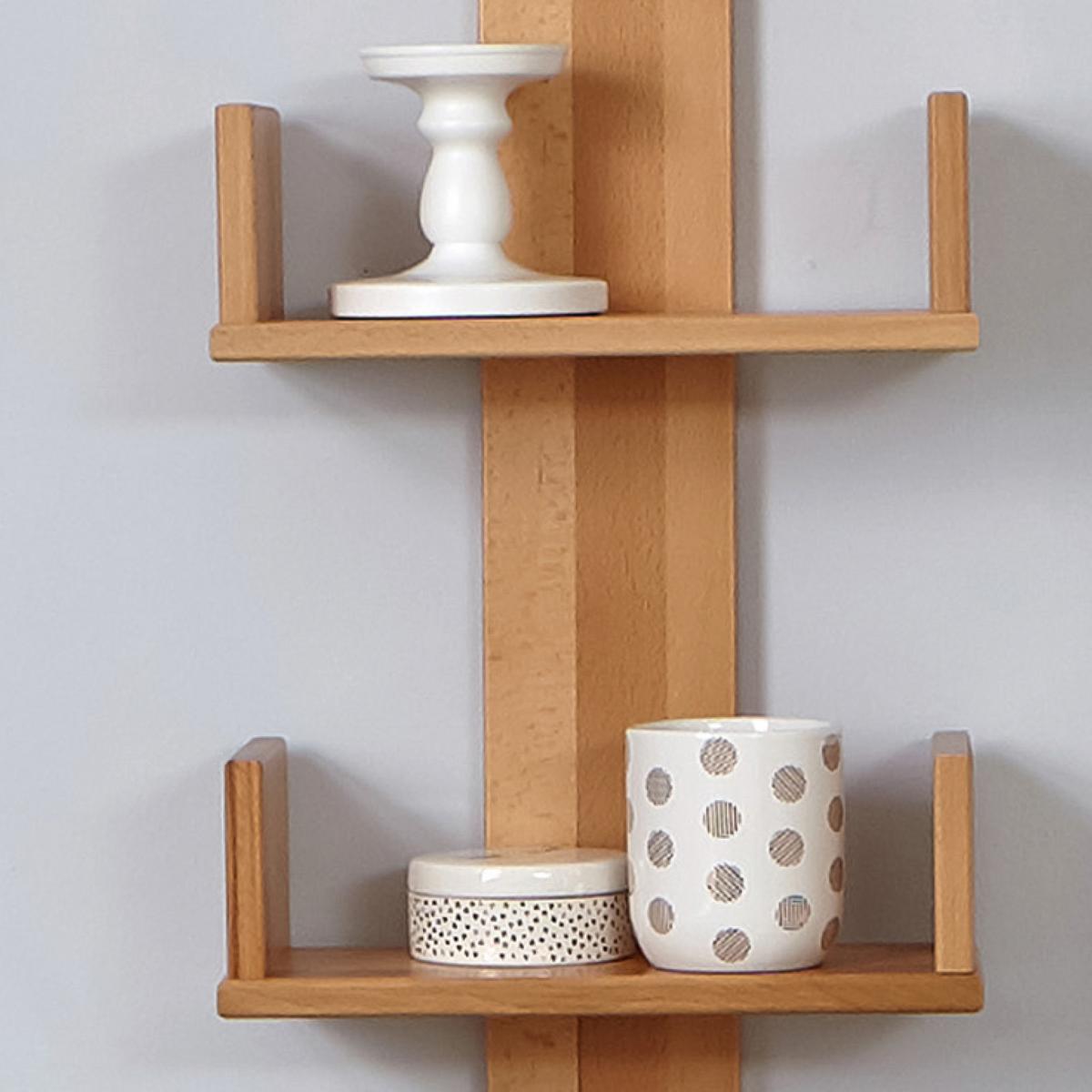 Wandregal Pepe B: 35 Cm Buche Massiv 5 Fächer - Naturfarben, MODERN, Holz (35/180/17cm) - MID.YOU