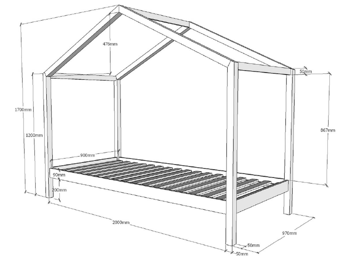 Hausbett Dallas 90x200 Cm Kiefer Natur - Kieferfarben, MODERN, Holz (90/200cm) - MID.YOU