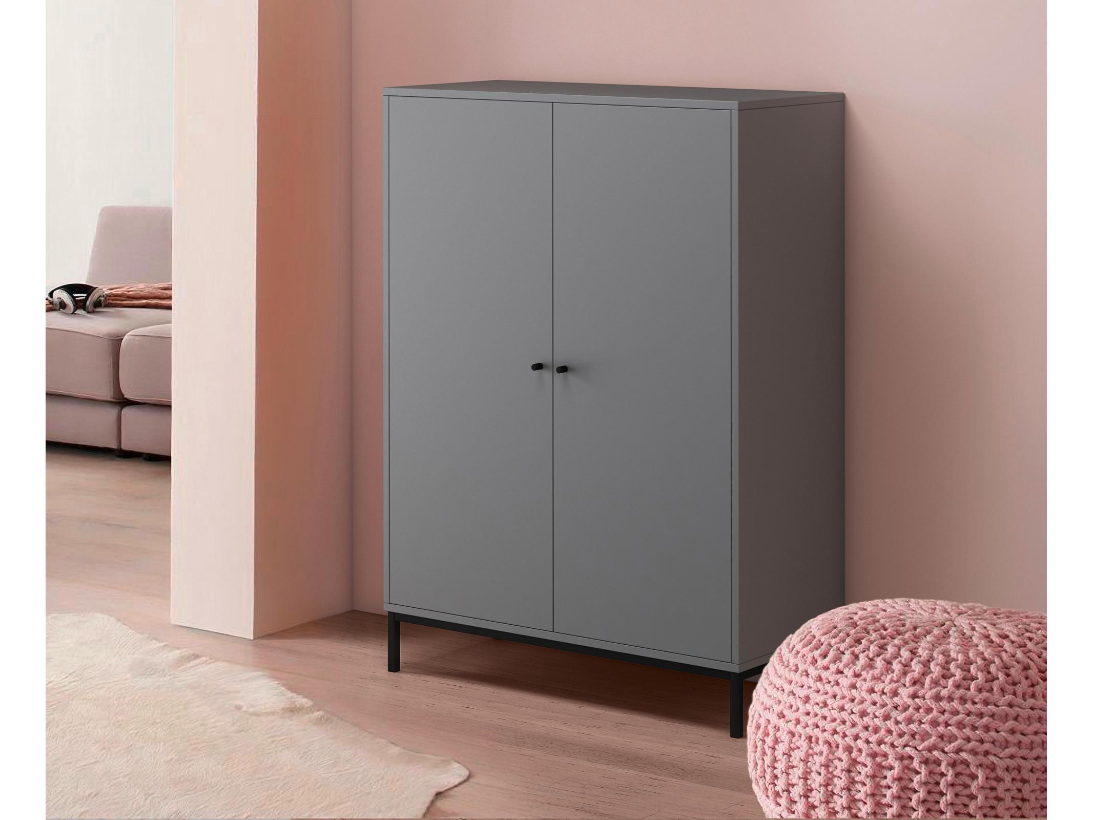 Garderobenschrank Celine Grau B: 80 Cm - Schwarz/Grau, Design, Holzwerkstoff (80/110/35cm) - MID.YOU