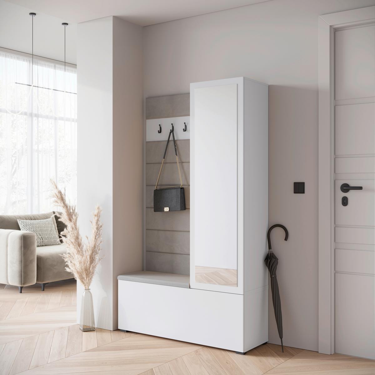 ŠATNA GARDEROBE TEJO II - bílá/vysoce lesklá bílá, Design, kompozitní dřevo (115/192/37,5cm) - Livetastic