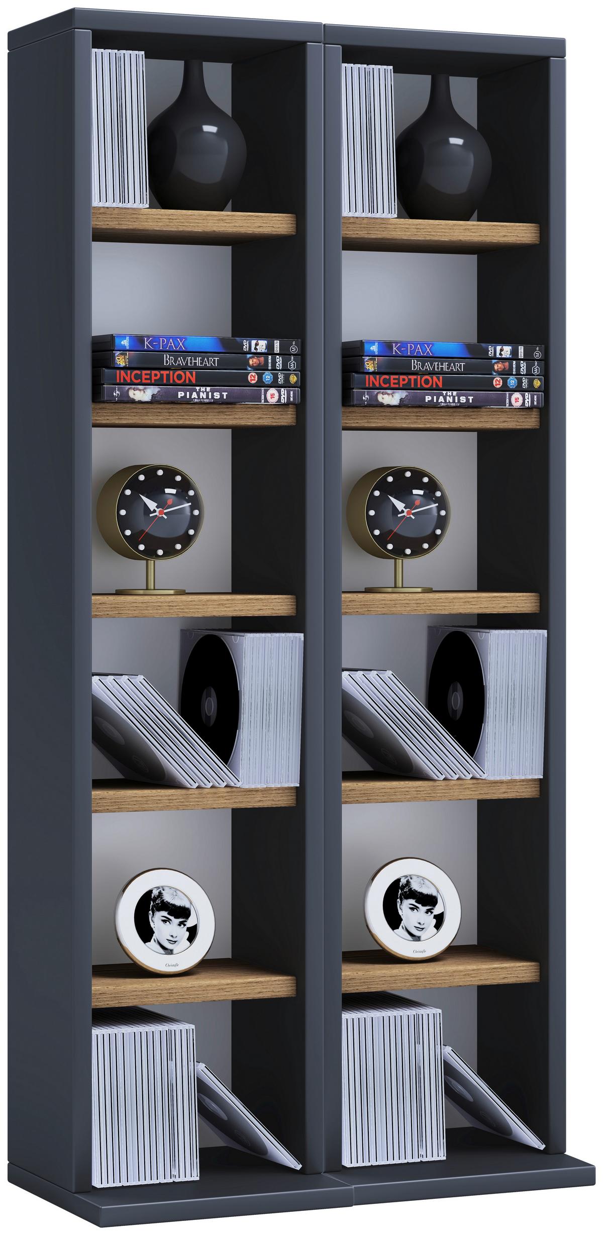 CD-Regal Milano Anthrazit Honigeiche Dekor - Honigeiche/Anthrazit, Design, Holzwerkstoff (42/91,8/20cm) - MID.YOU