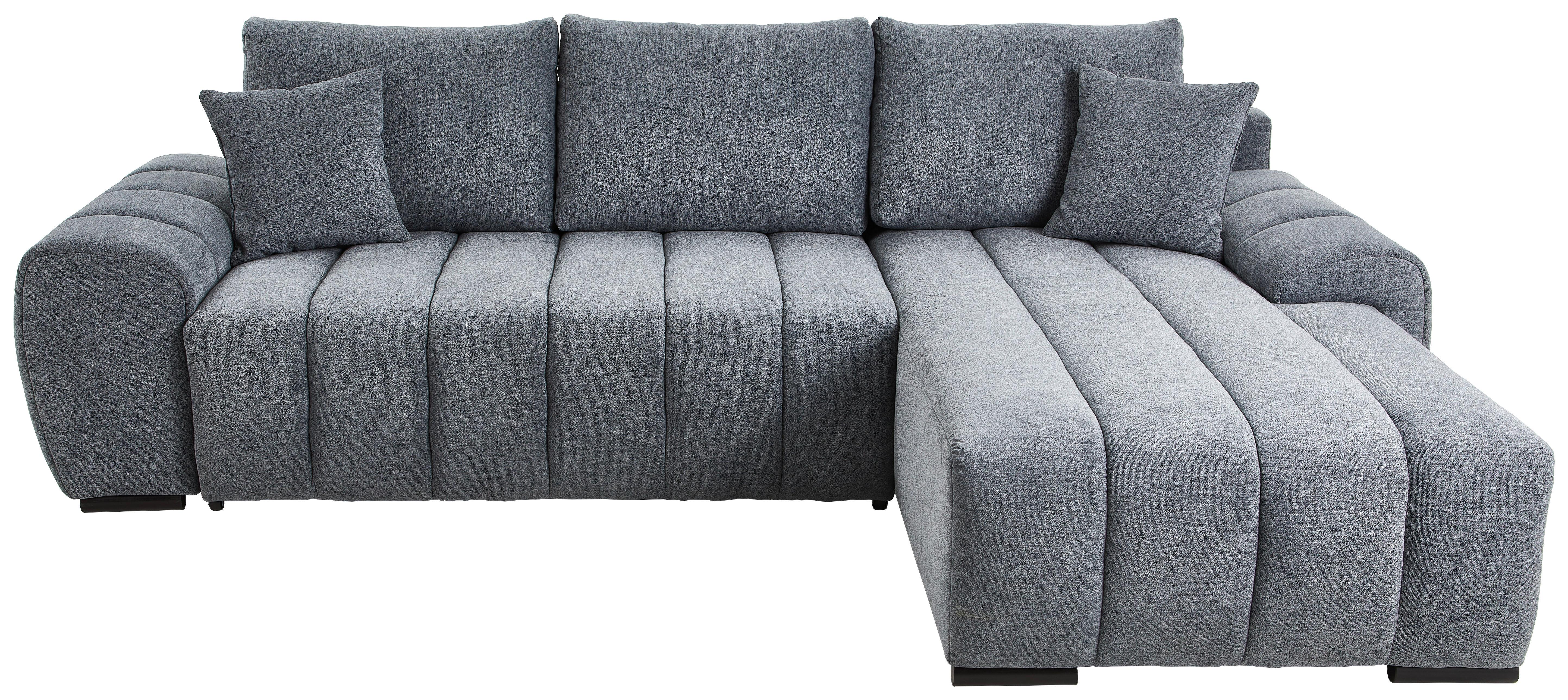 Ecksofa M Schlaffunktion Barca + Kissen Dunkelgrau 275x180 Cm - Dunkelgrau/Schwarz, KONVENTIONELL, Textil (275/180cm) - P & B